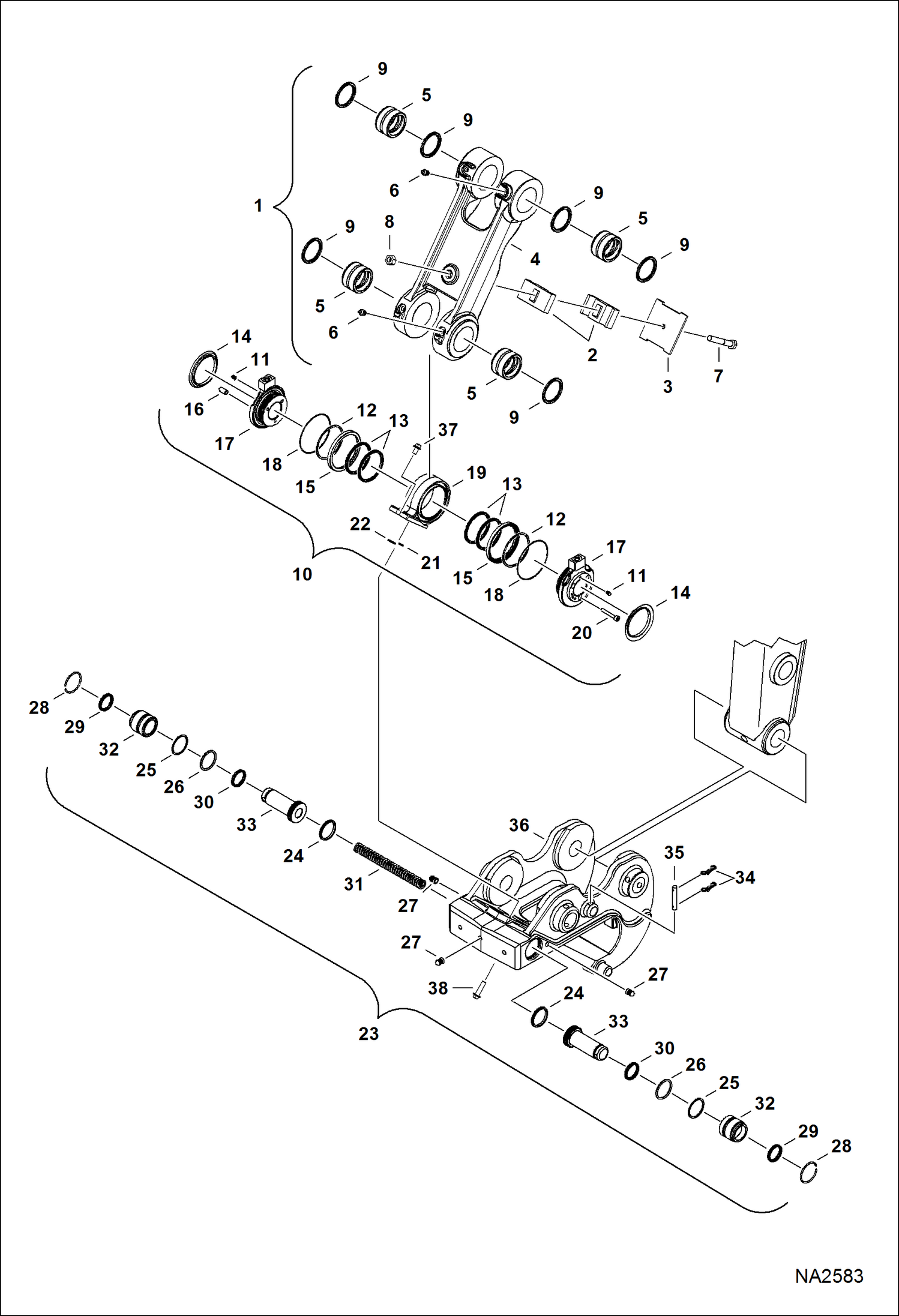 Схема запчастей Bobcat E42 - X-CHANGE (Hydraulic) (Link, Swivel, X-Change) ACCESSORIES & OPTIONS