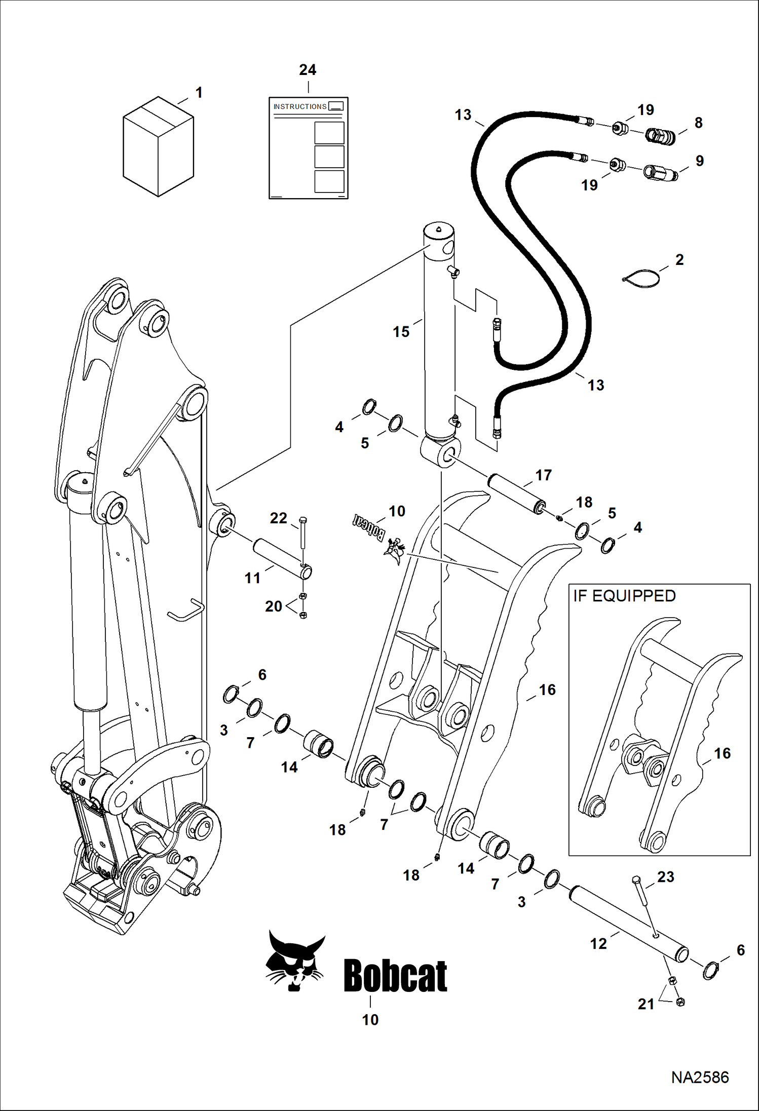 Схема запчастей Bobcat CLAMPS - CLAMP (Kit)(W/X-Change) (AJ6B) Экскаваторы