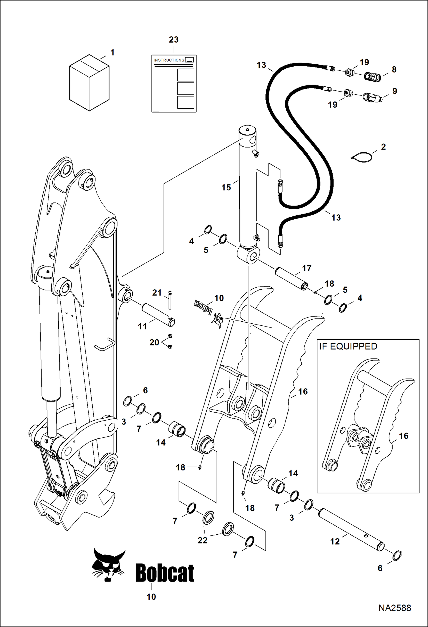 Схема запчастей Bobcat CLAMPS - CLAMP (Kit)(W/Tag Bucket) (AJ6B) Экскаваторы