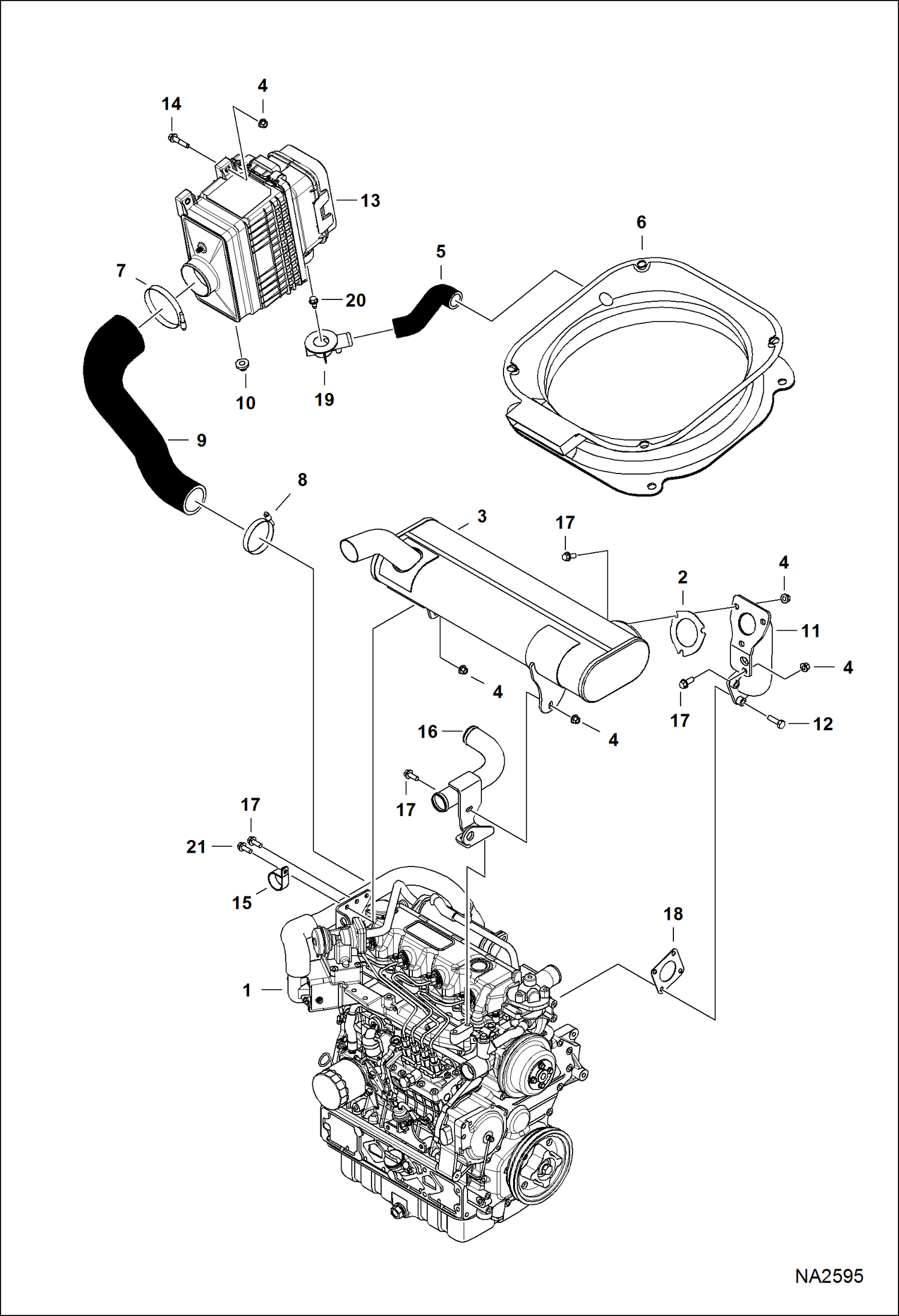 Схема запчастей Bobcat A-Series - ENGINE & ATTACHING PARTS (Air Cleaner & Muffler) (S/N A3P611001 - 11541, A3P711001 - 11565) POWER UNIT