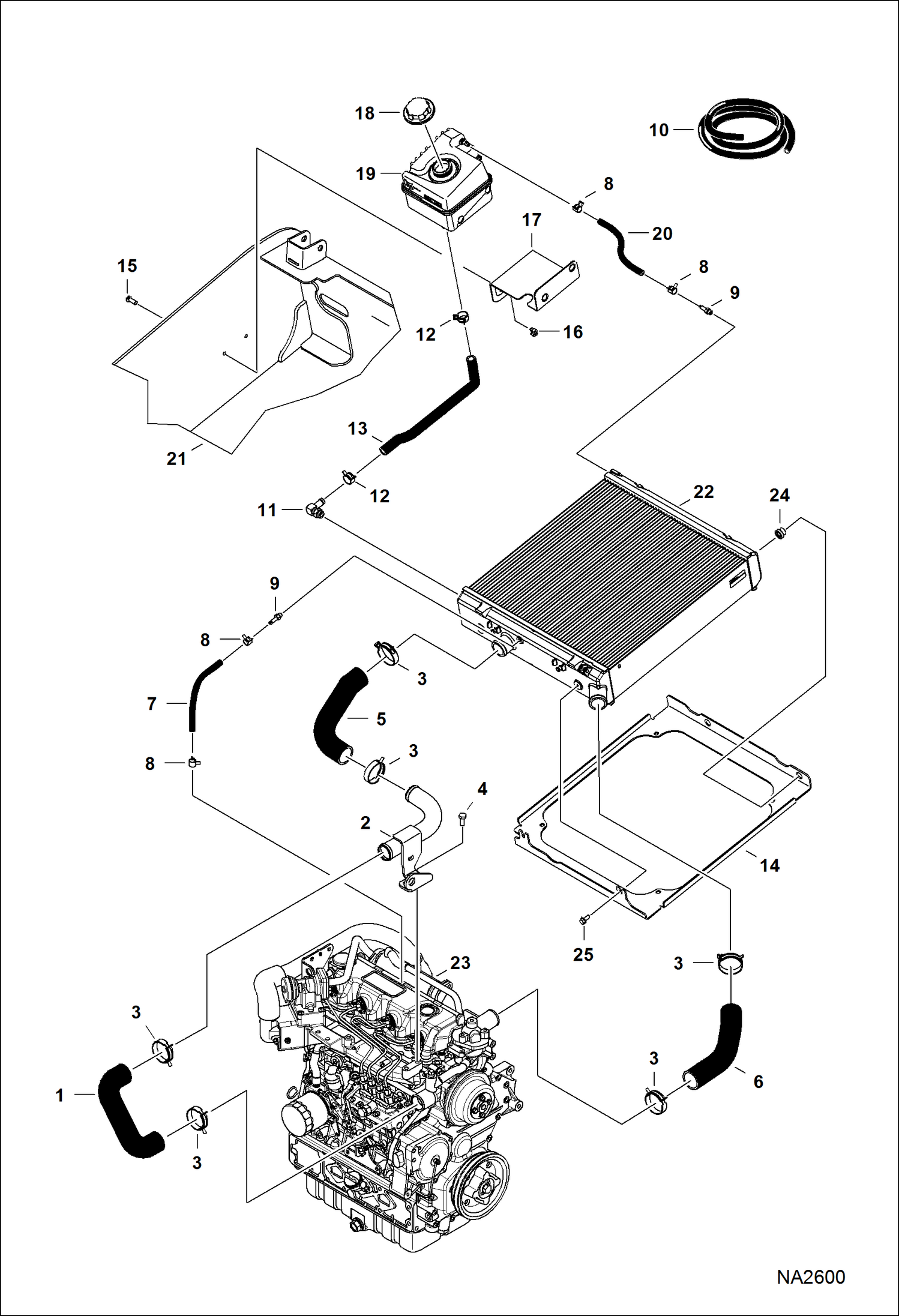 Схема запчастей Bobcat A-Series - COOLING SYSTEM (Engine) POWER UNIT