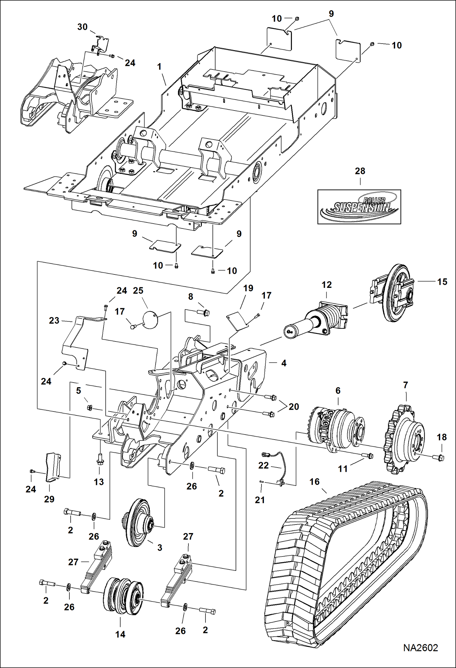 Схема запчастей Bobcat T-Series - DRIVE TRAIN (Roller Suspension) (S/N A3LL36500 & Above) DRIVE TRAIN