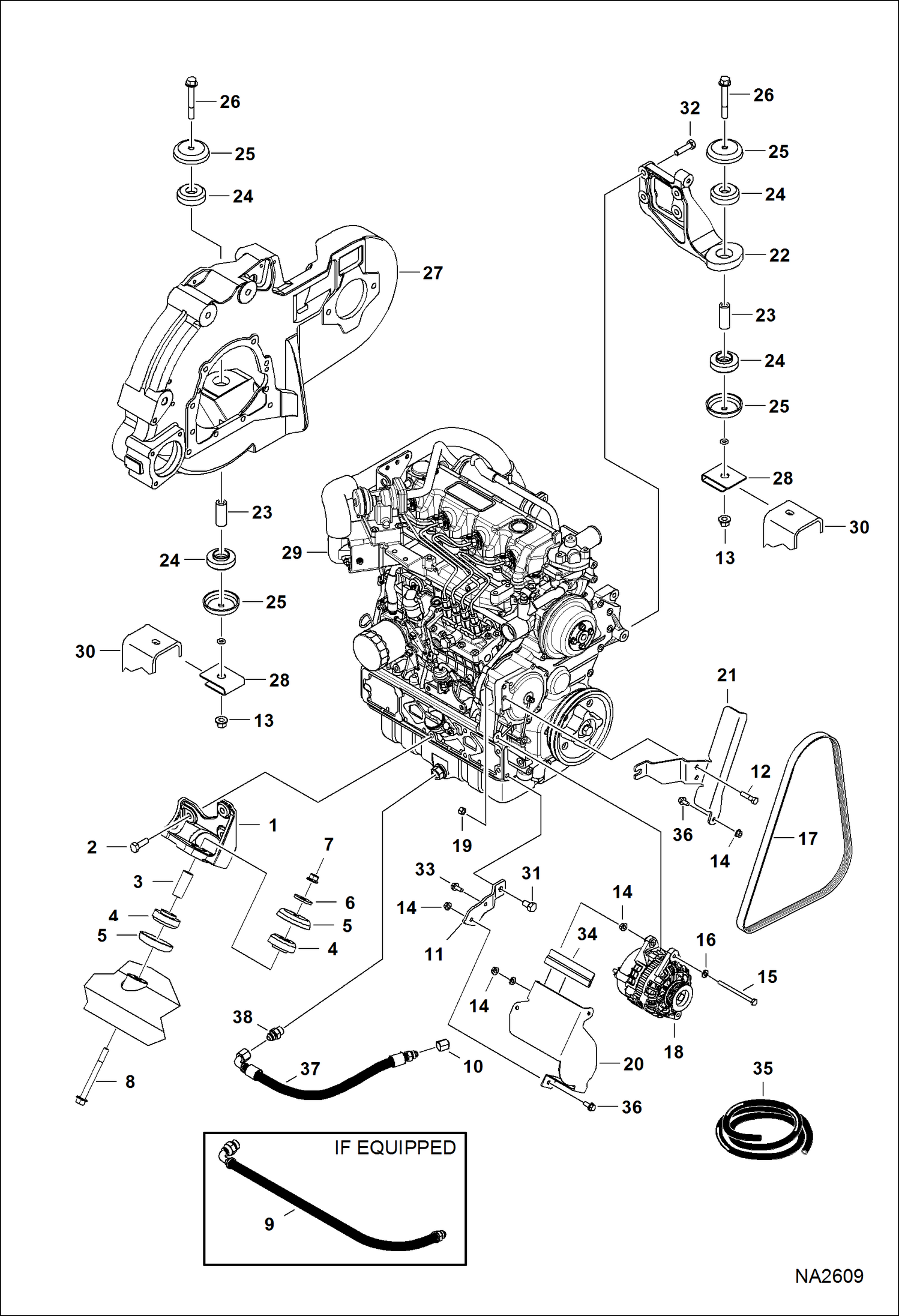 Схема запчастей Bobcat A-Series - ENGINE & ATTACHING PARTS (Engine Mounts) POWER UNIT