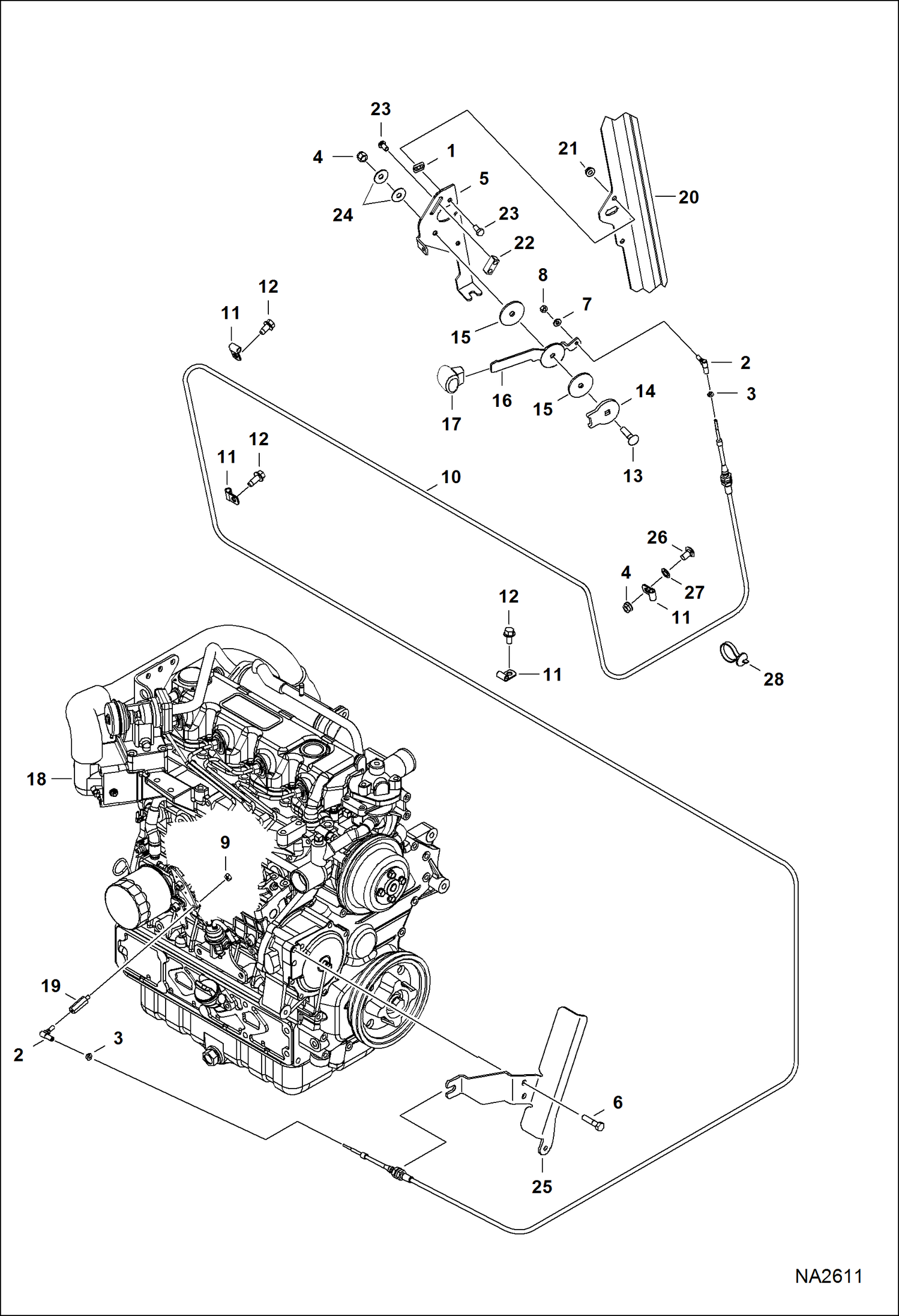 Схема запчастей Bobcat S-Series - ENGINE SPEED CONTROL (Manual Controls) POWER UNIT