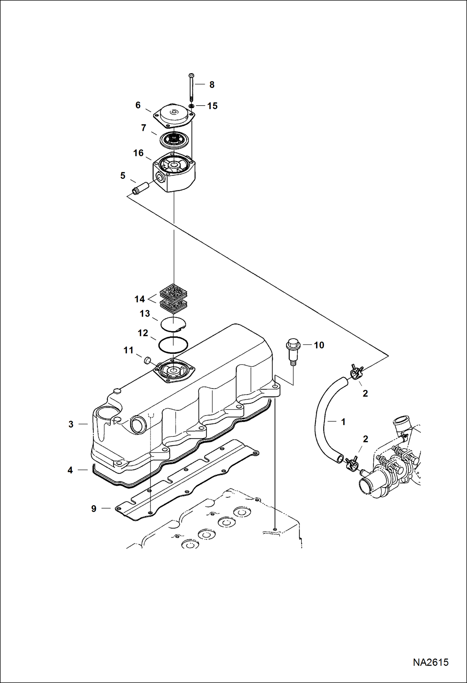 Схема запчастей Bobcat E50 - ROCKER ARM COVER POWER UNIT