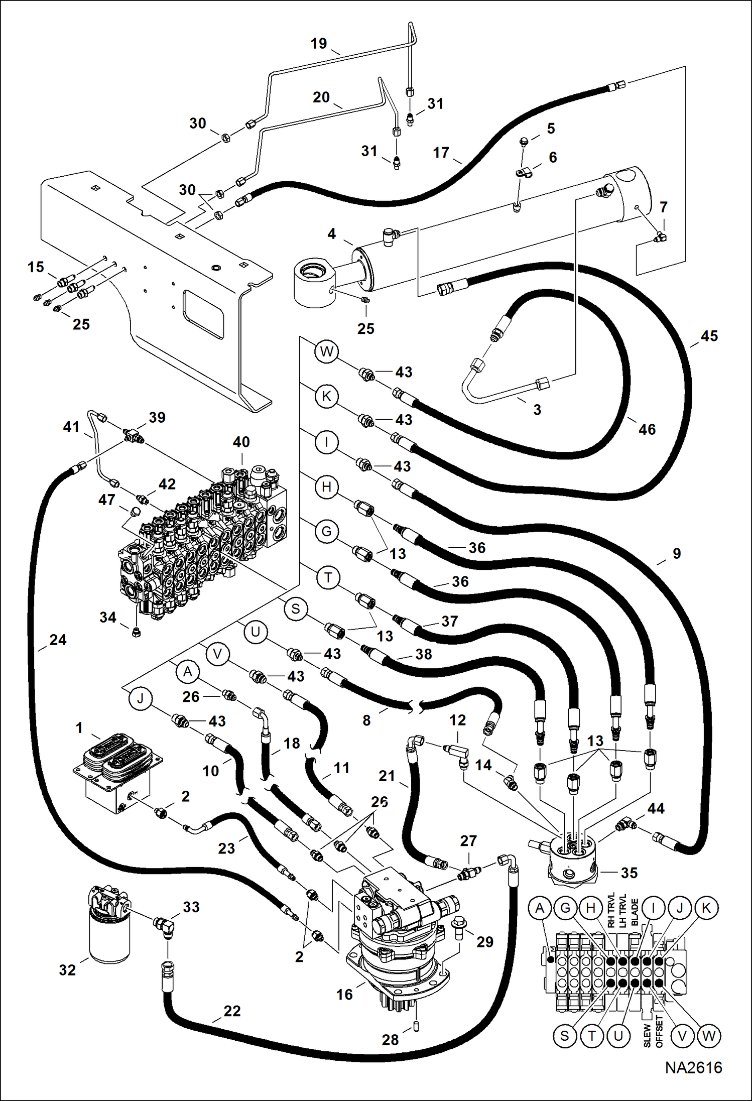 Схема запчастей Bobcat E42 - HYDRAULIC CIRCUITRY (Upper/Swing) HYDRAULIC SYSTEM