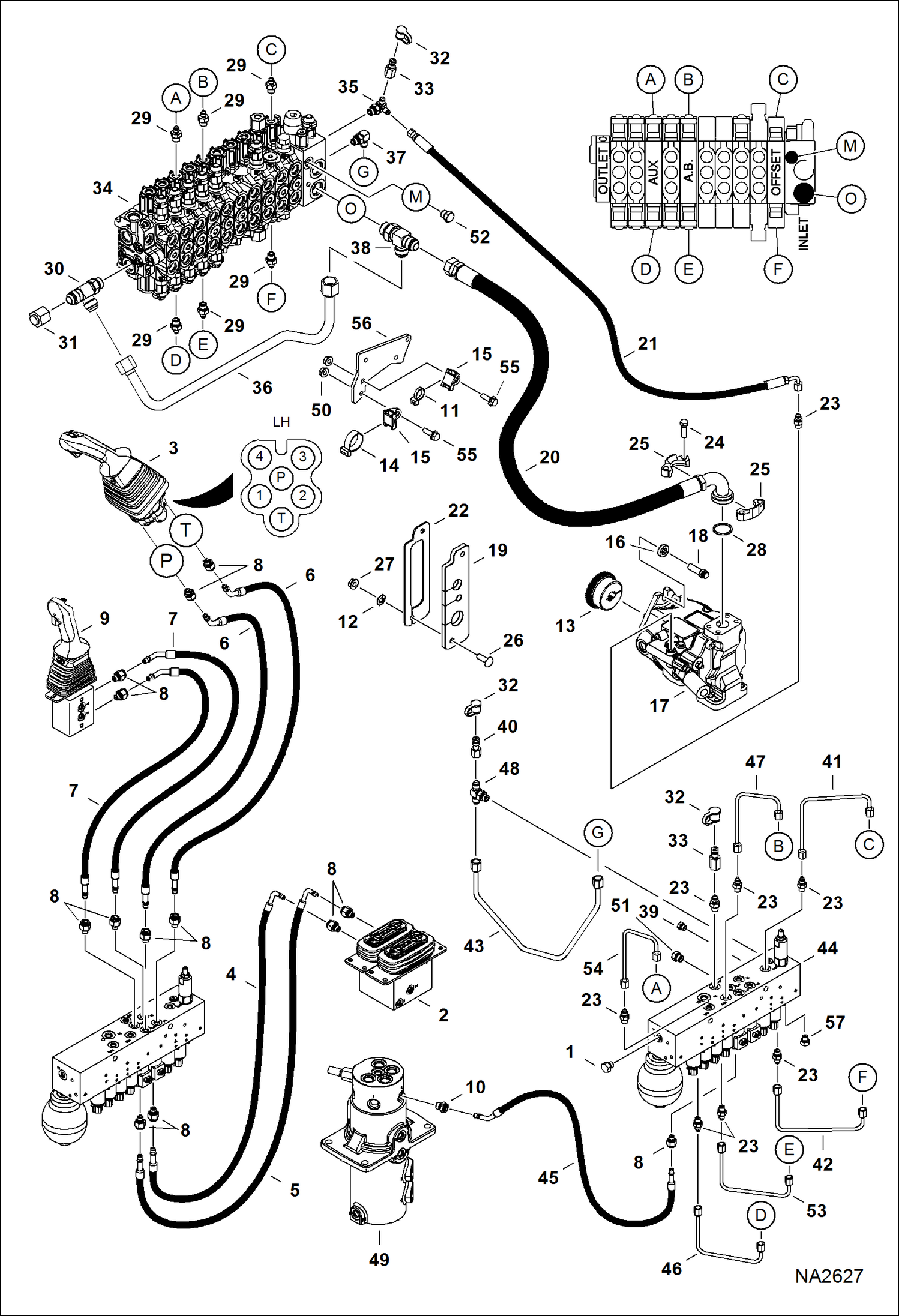 Схема запчастей Bobcat E42 - HYDRAULIC CIRCUITRY (Manifold & Pump) (W/ Angle Blade) HYDRAULIC SYSTEM