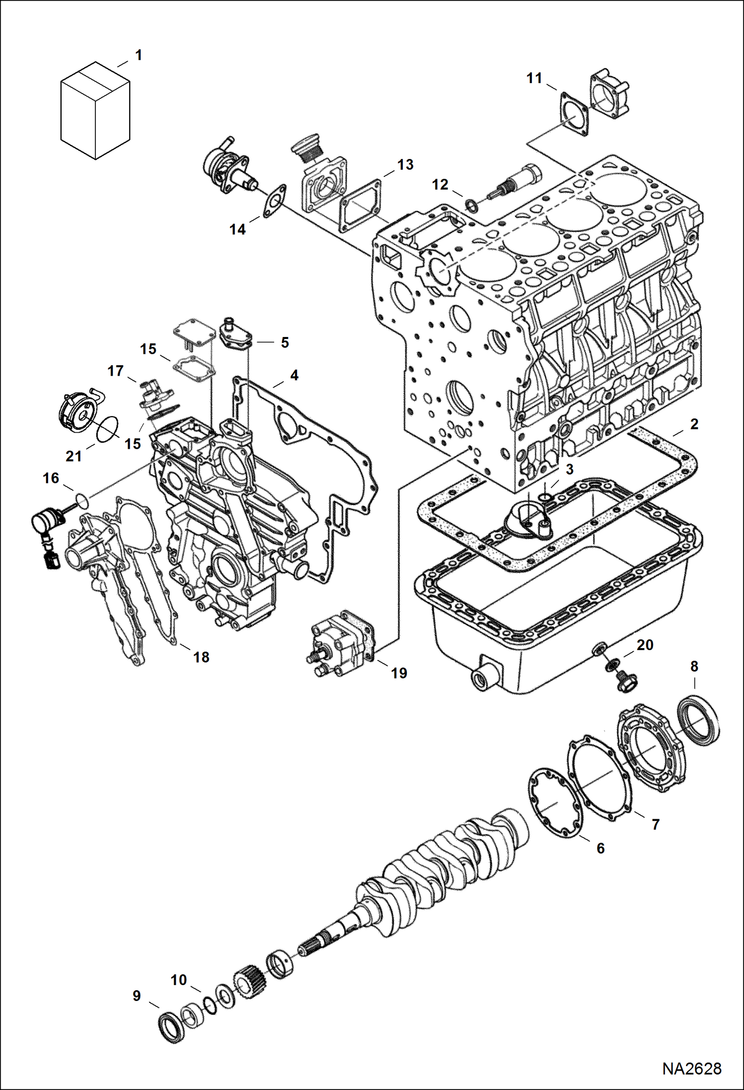 Схема запчастей Bobcat 337 - LOWER GASKET KIT (S/N E/ 9G0001 & Above) POWER UNIT