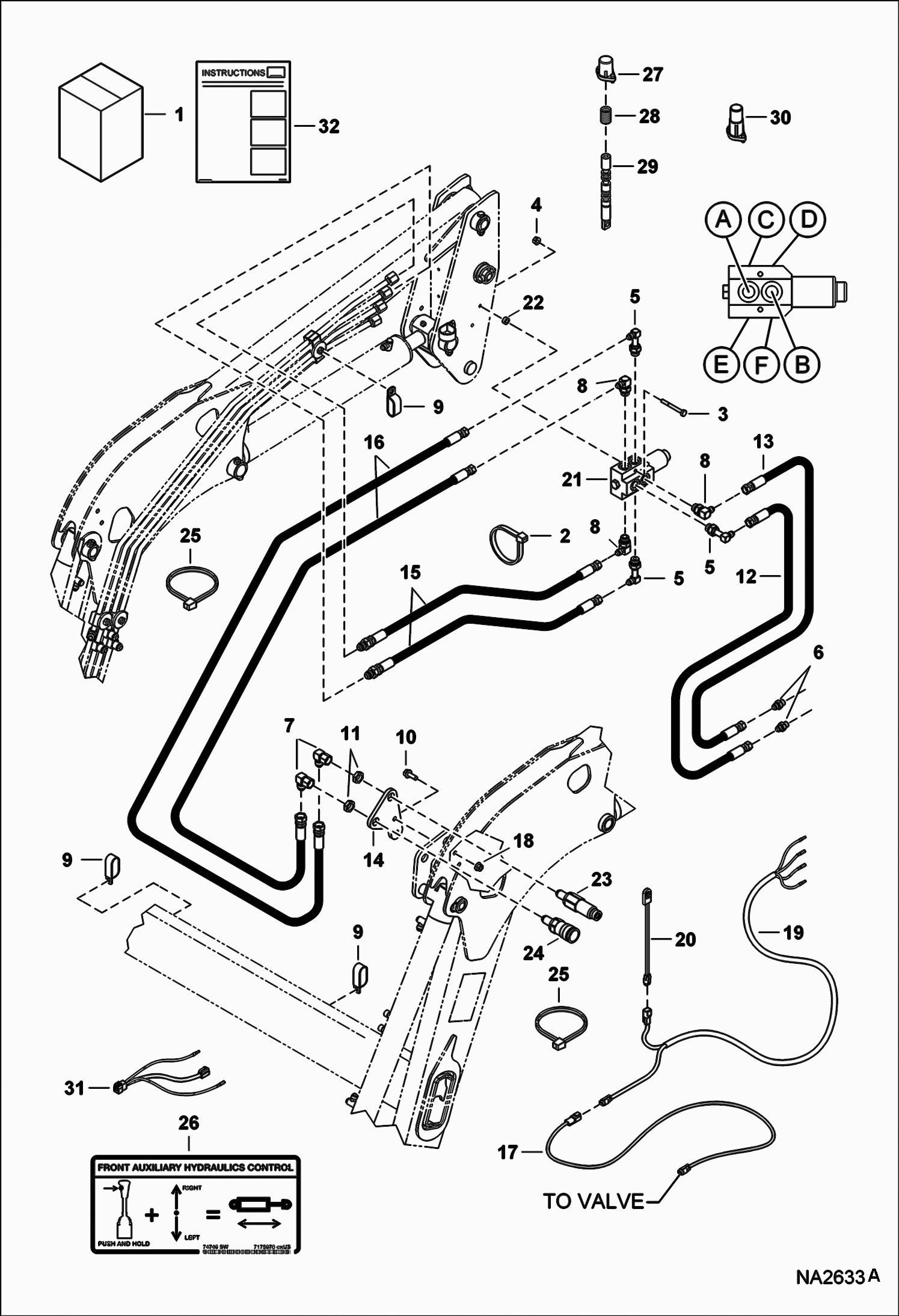 Схема запчастей Bobcat LOADER - TRACTOR LOADER 9TL (AKPW, AL4F) (Front Auxiliary Kit) Компактные тракторы