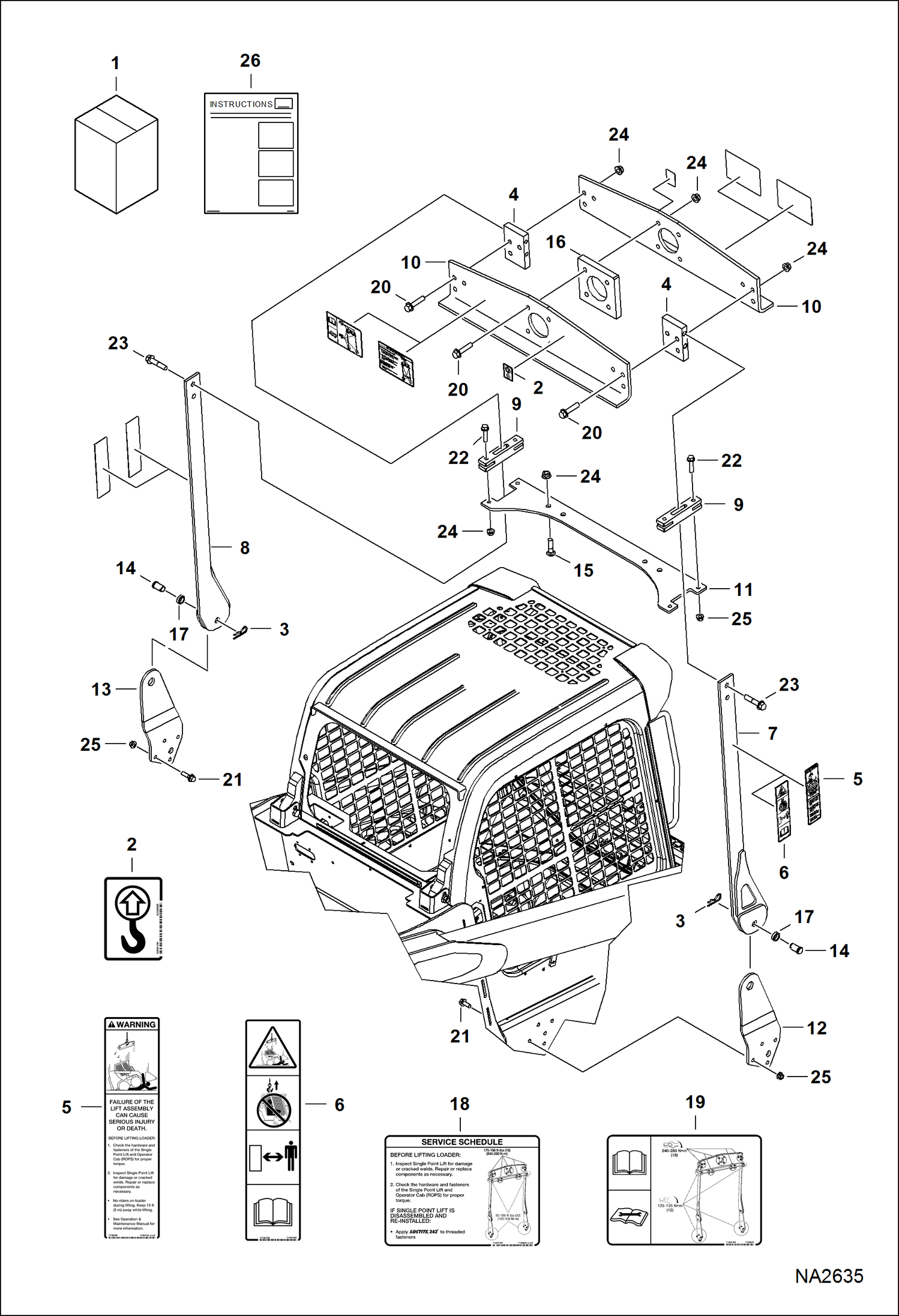 Схема запчастей Bobcat S-Series - LIFT KIT (Single Point) ACCESSORIES & OPTIONS