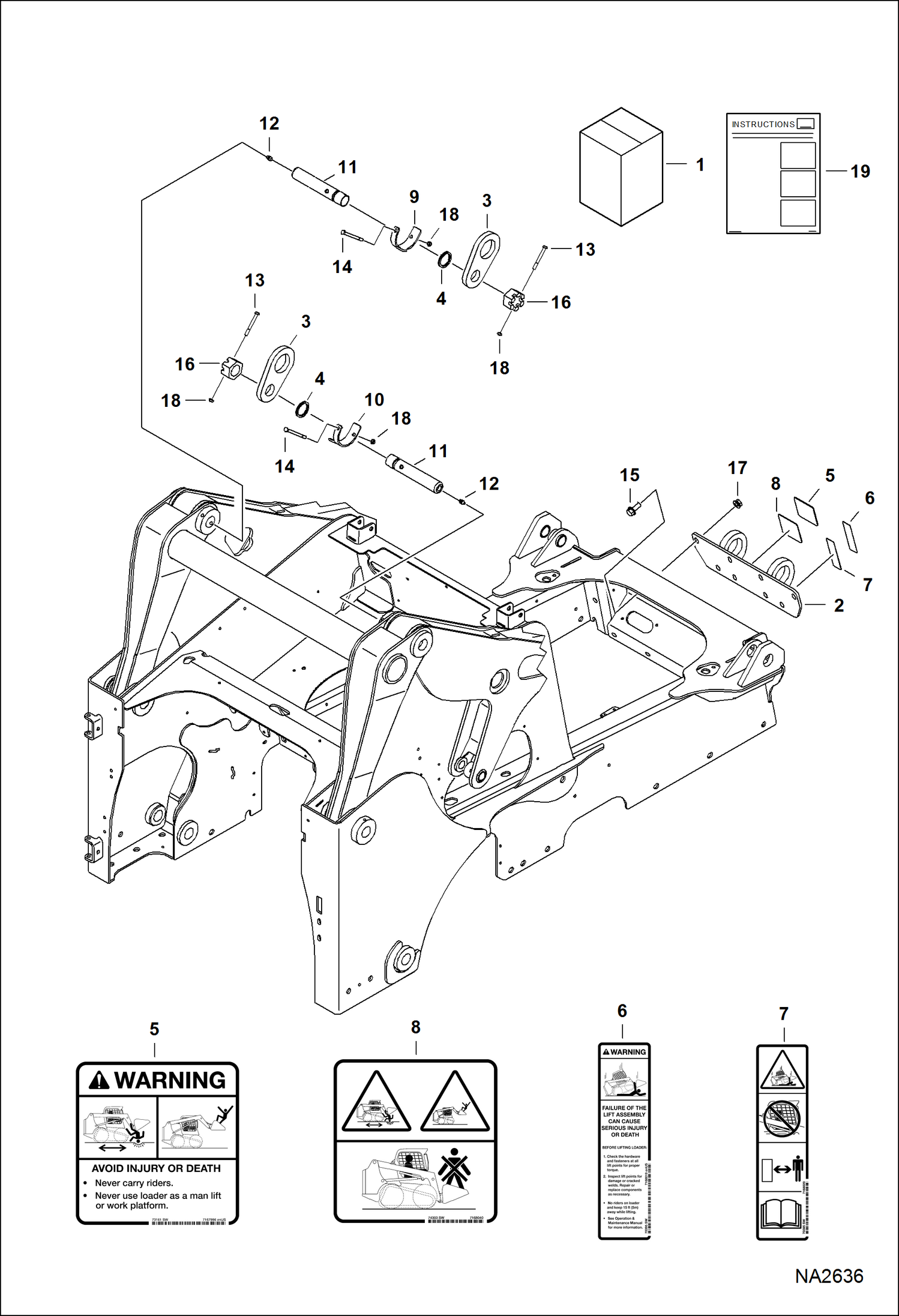 Схема запчастей Bobcat S-Series - LIFT KIT (Four Point) ACCESSORIES & OPTIONS