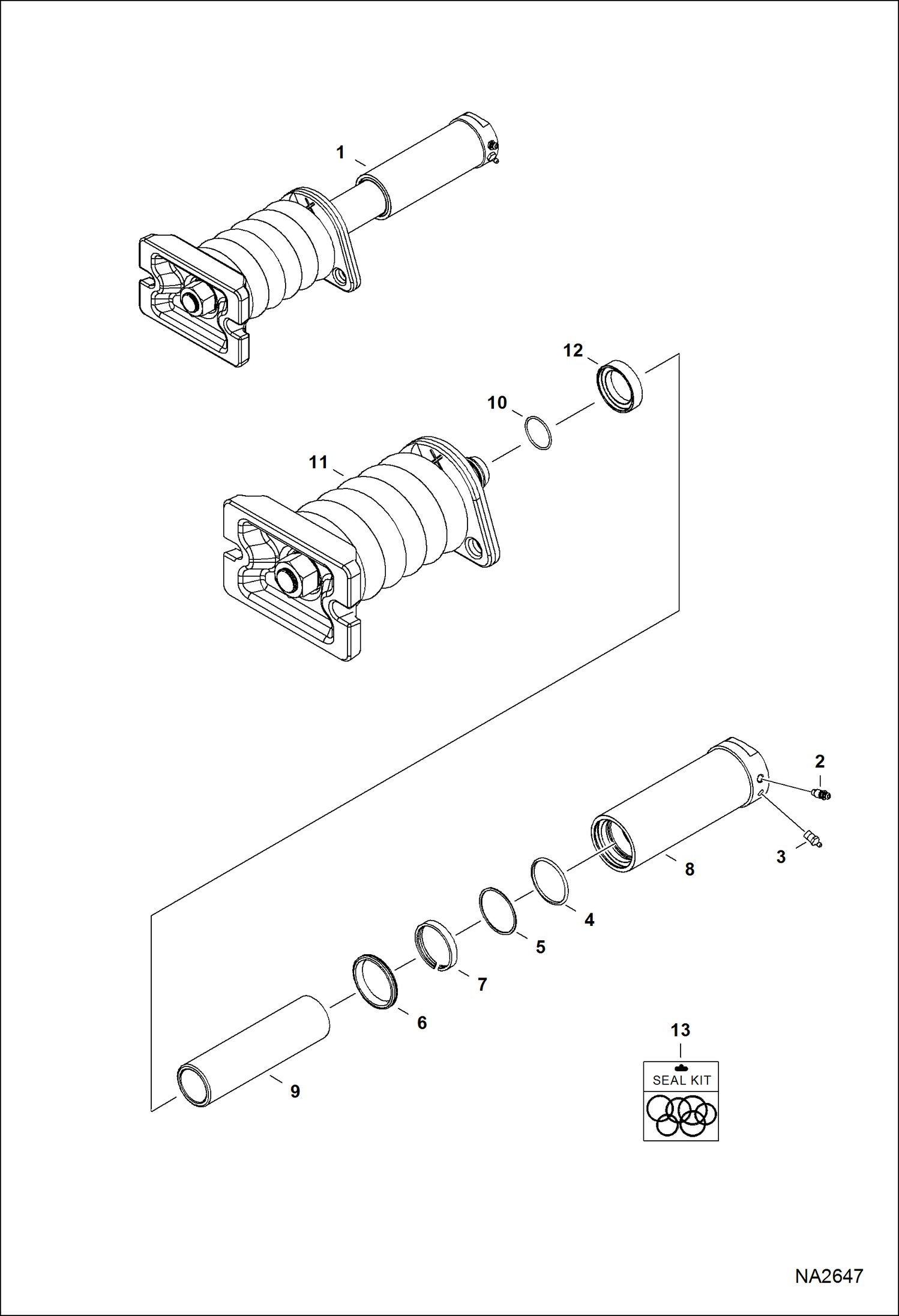 Схема запчастей Bobcat E45 - TRACK TENSIONER (S/N AG3G11001 - 12397, AHHC11001 - 12435) UNDERCARRIAGE