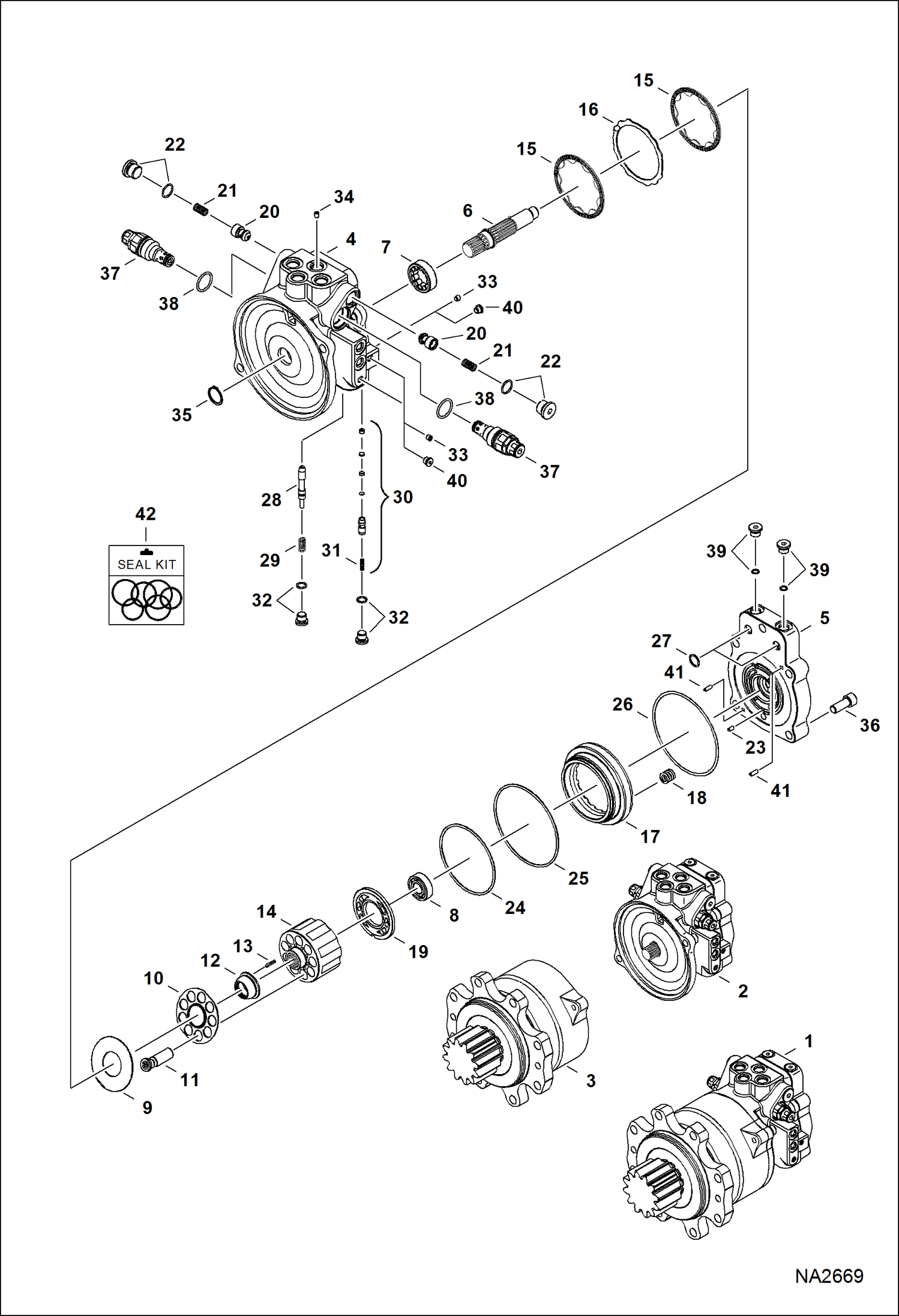 Схема запчастей Bobcat E45 - SLEW MOTOR (Motor) HYDRAULIC SYSTEM