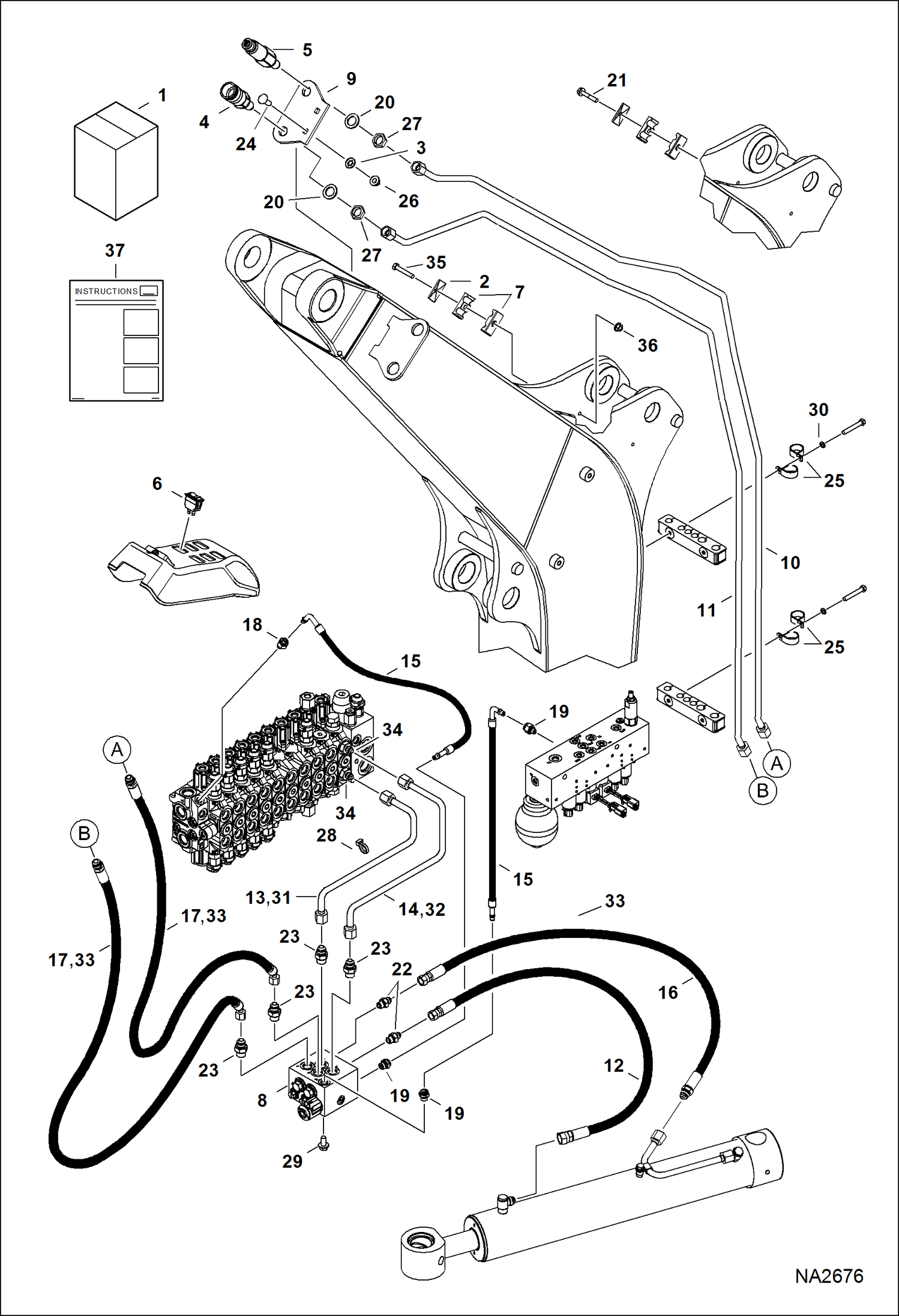 Схема запчастей Bobcat E50 - SECONDARY AUXILIARY KIT ACCESSORIES & OPTIONS