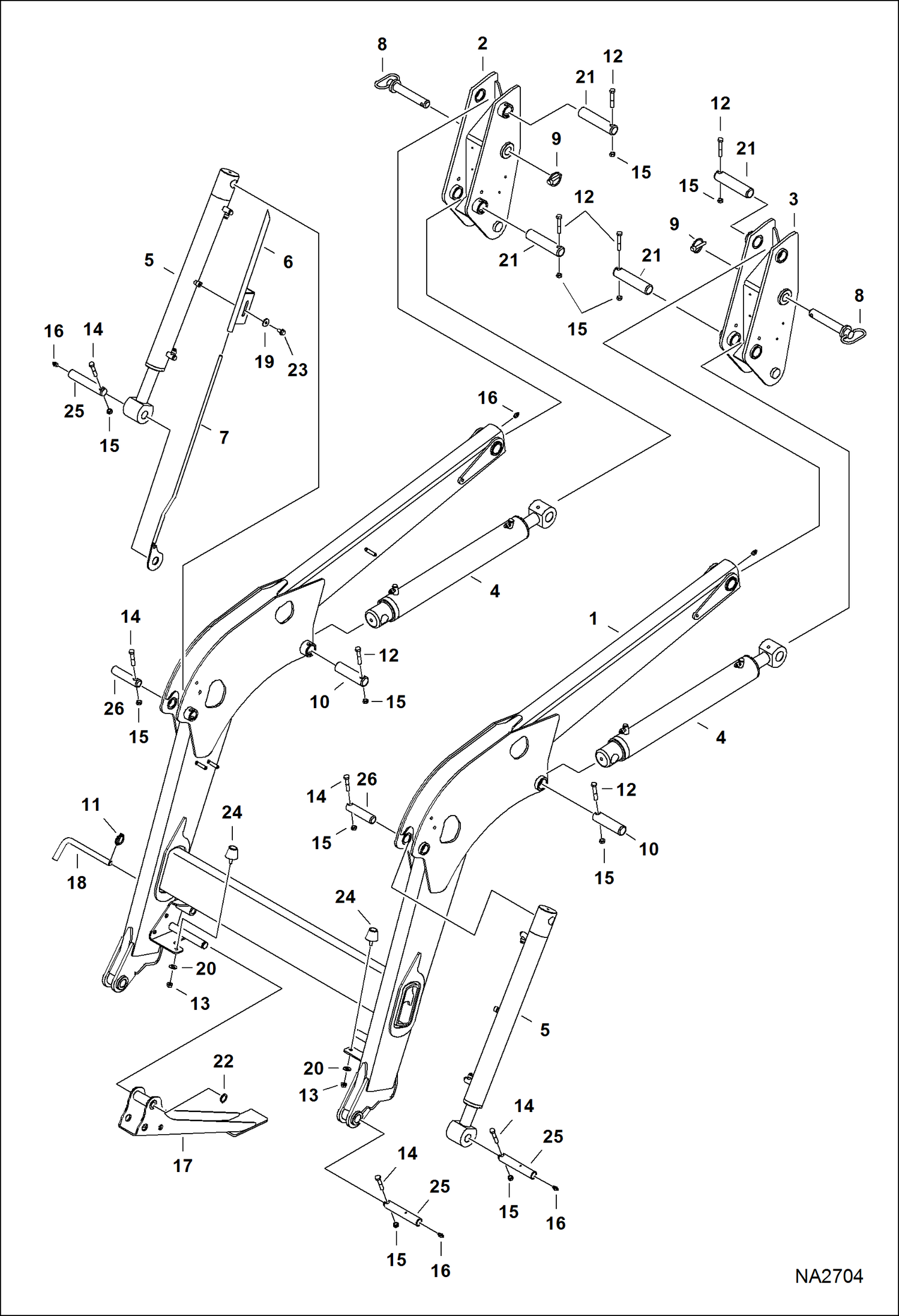 Схема запчастей Bobcat LOADER - TRACTOR LOADER 9TL (AKPW, AL4F) (Main Frame) (Inner Mounted Stand) (AL4F00101 - 01063) Компактные тракторы