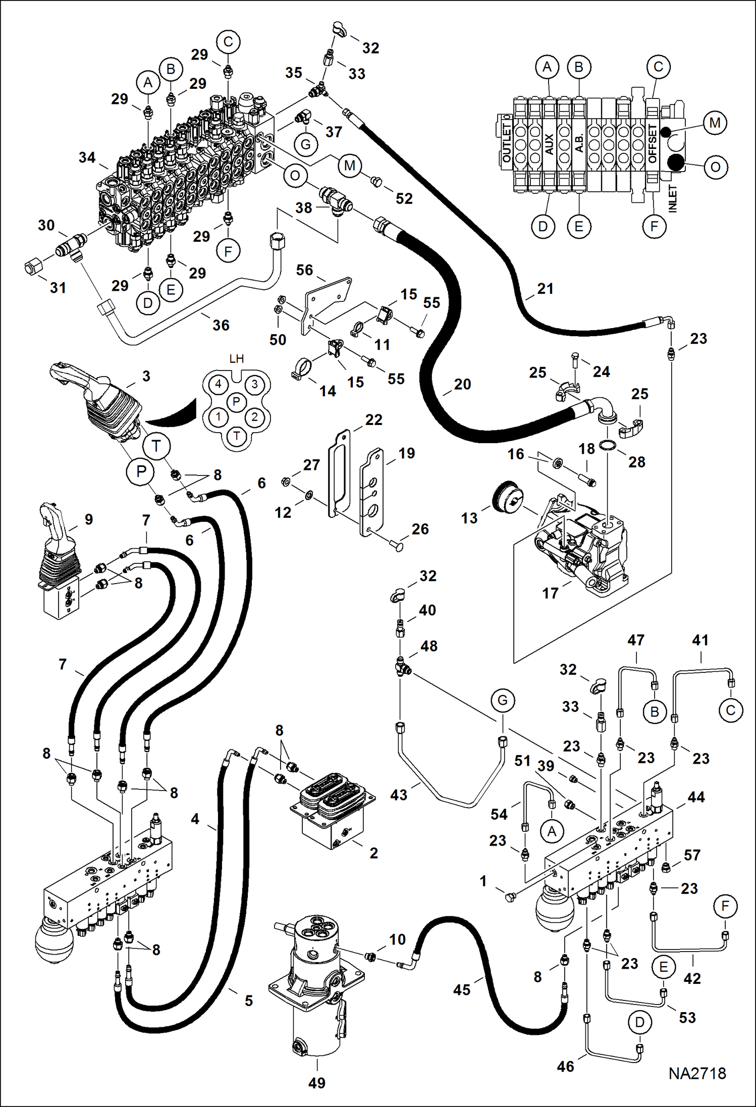 Схема запчастей Bobcat E45 - HYDRAULIC CIRCUITRY (Manifold & Pump) (W/ Angle Blade) HYDRAULIC SYSTEM