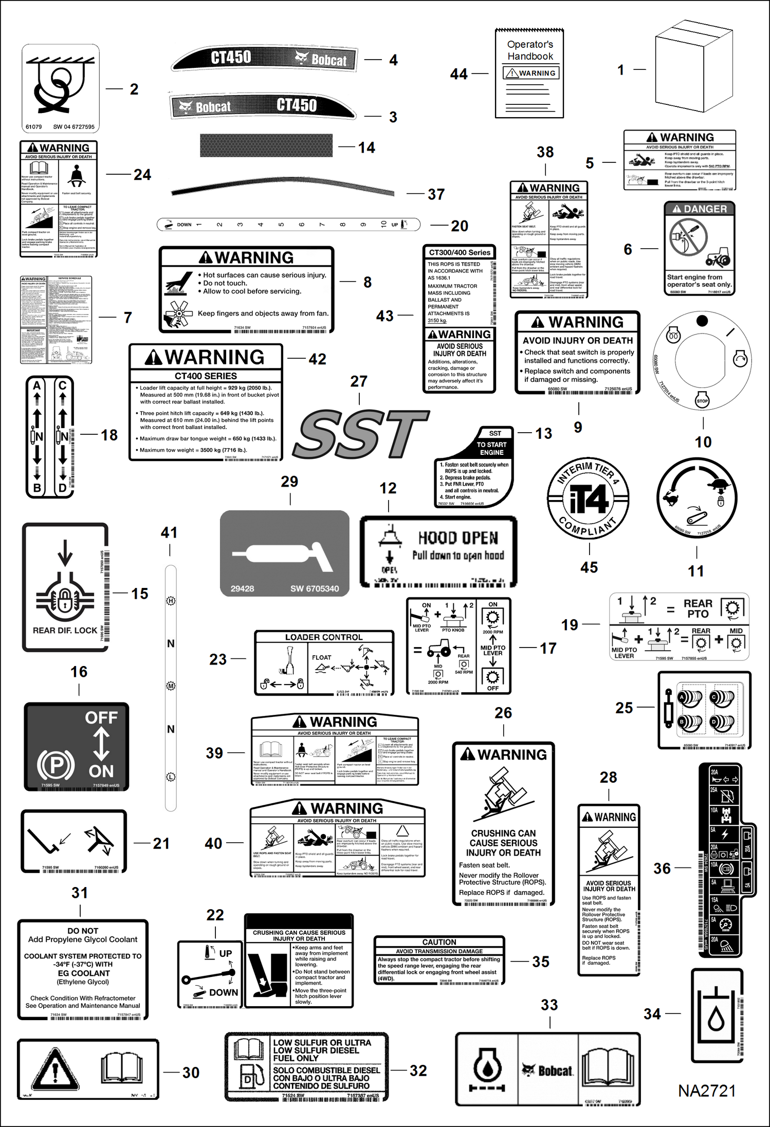 Схема запчастей Bobcat CT450 - DECALS ACCESSORIES & OPTIONS