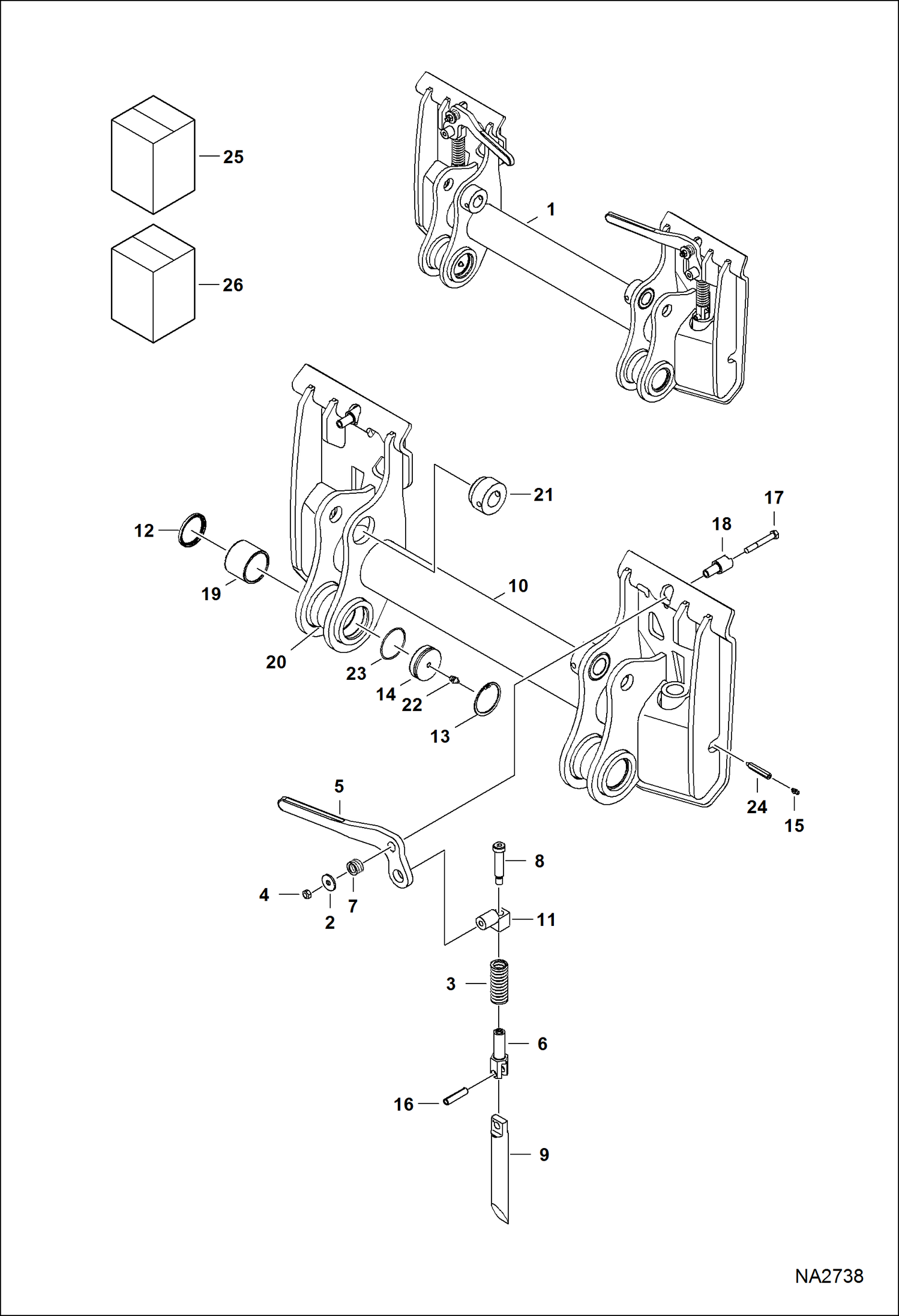 Схема запчастей Bobcat S-Series - BOB-TACH MAIN FRAME