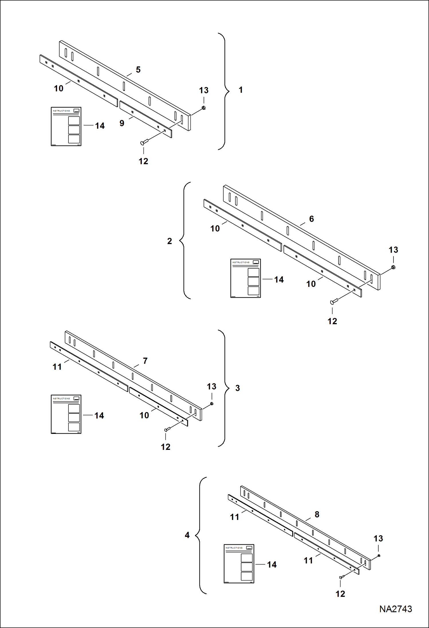 Схема запчастей Bobcat LOADER - ATTACHMENTS - SNOW BLADE (Cutting Edge Kits - Rubber & Polyether) Компактные тракторы