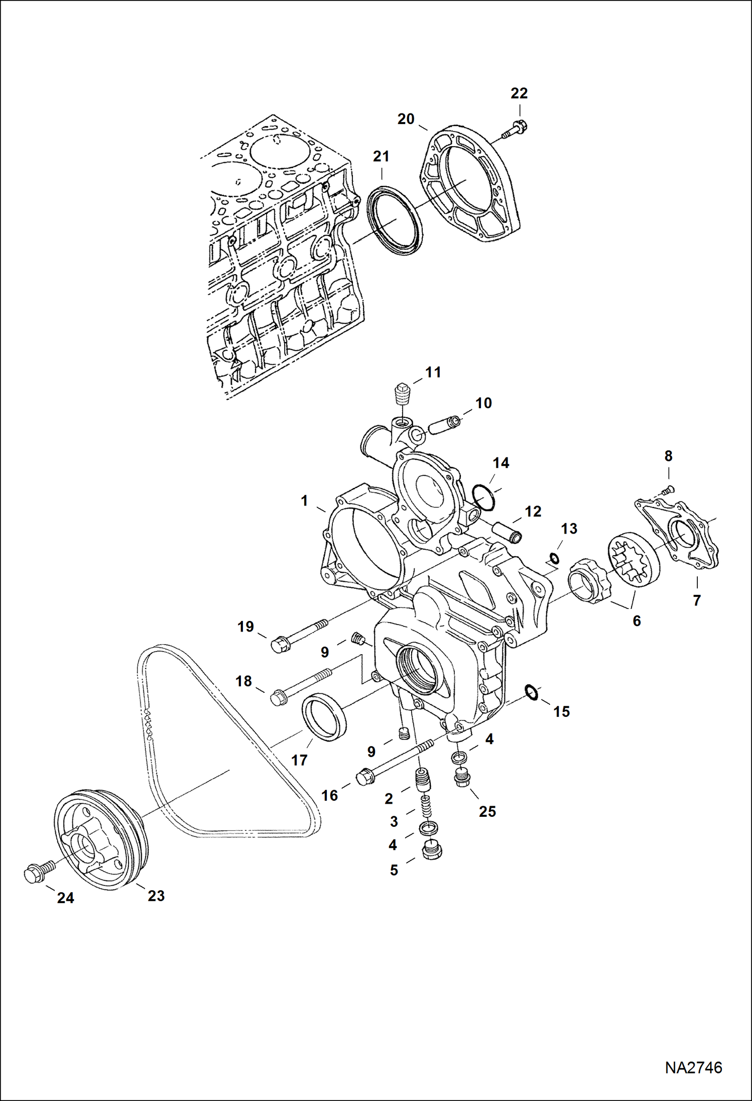 Схема запчастей Bobcat A-Series - FRONT COVER POWER UNIT