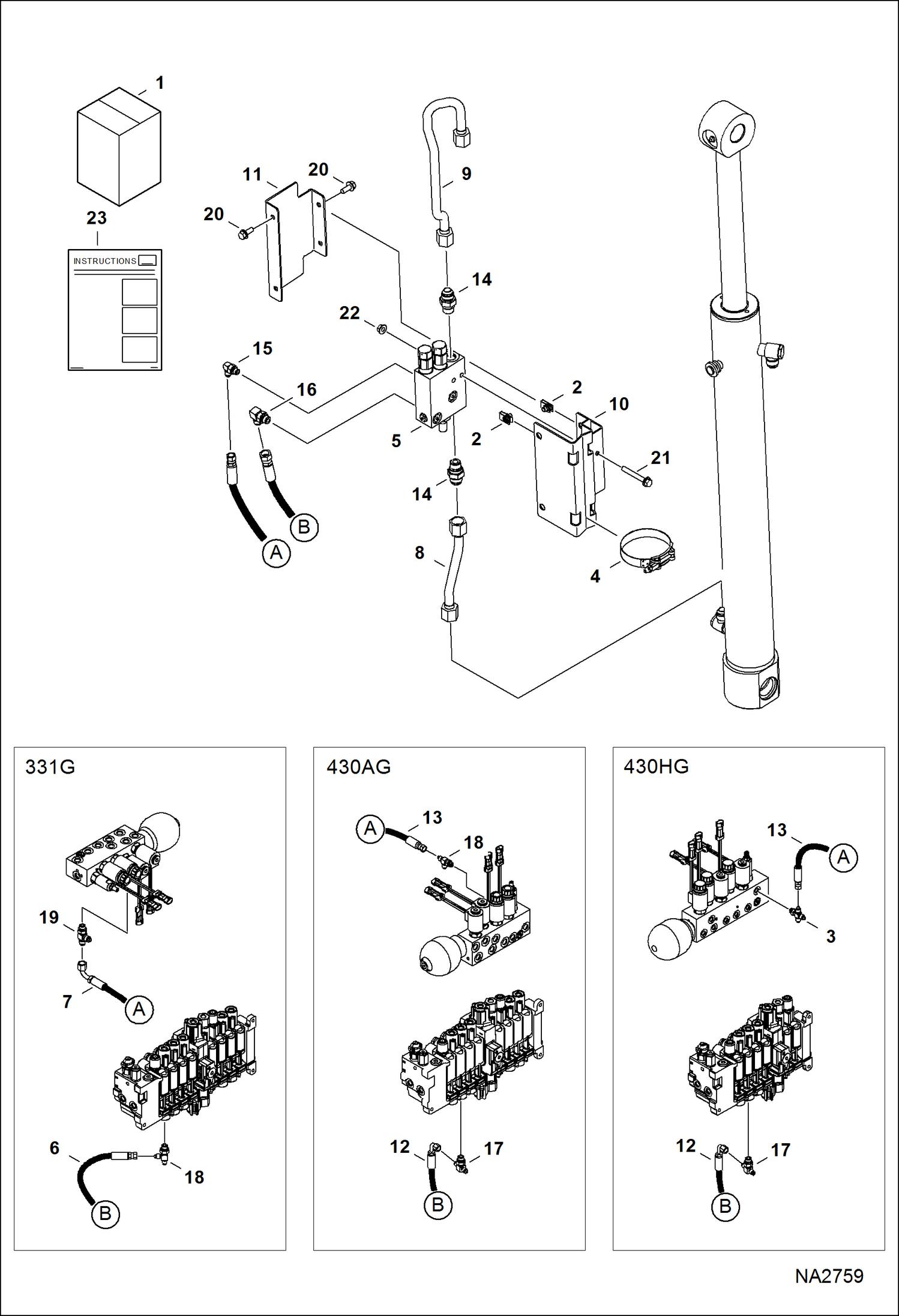 Схема запчастей Bobcat 331 - EUROPEAN ACCESSORIES (Boom Load Hold) (Kit) ACCESSORIES & OPTIONS