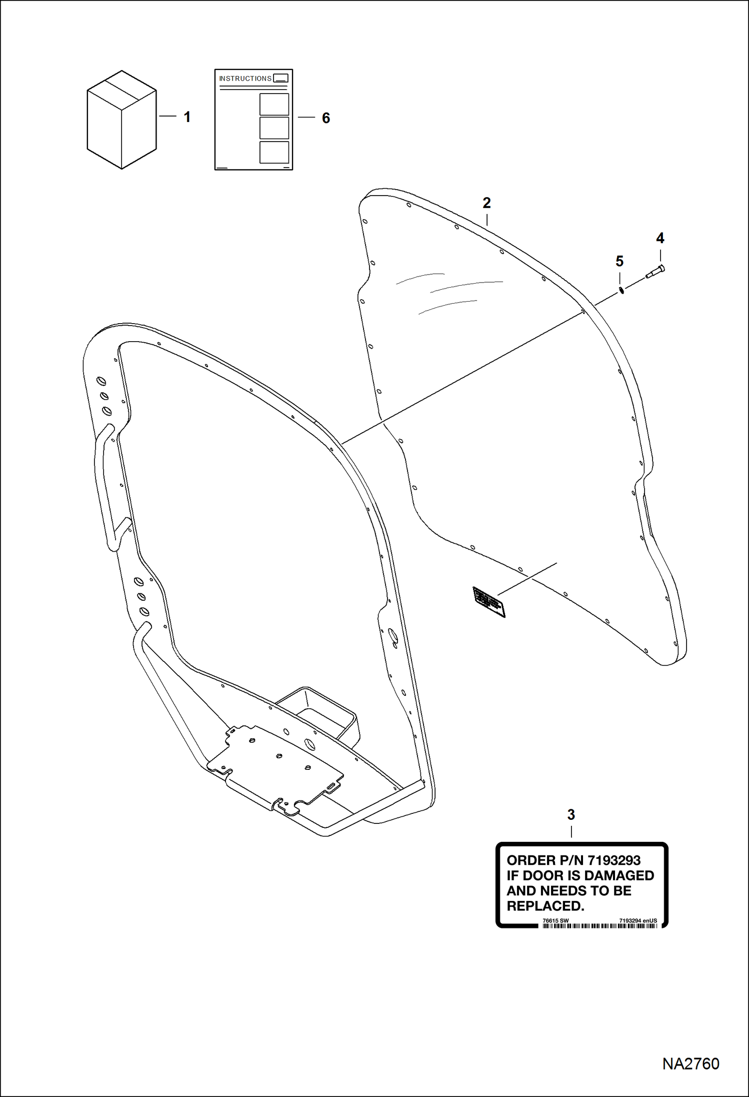 Схема запчастей Bobcat FORESTRY CUTTER - FORESTRY CUTTER (Cab Door) (Window Kit) (M-Series) Loader