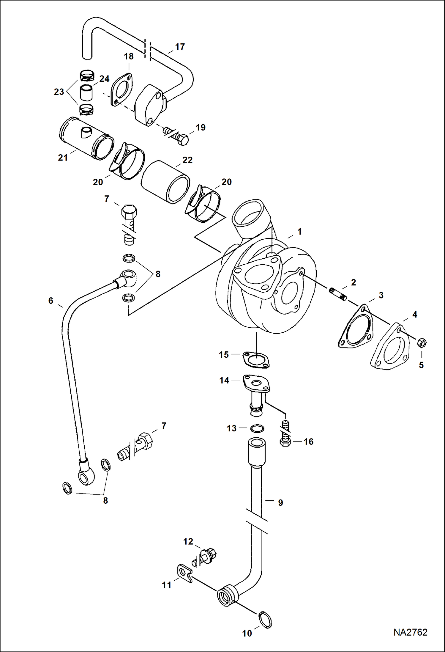 Схема запчастей Bobcat 800s - TURBOCHARGER REPLACEMENT ENGINE