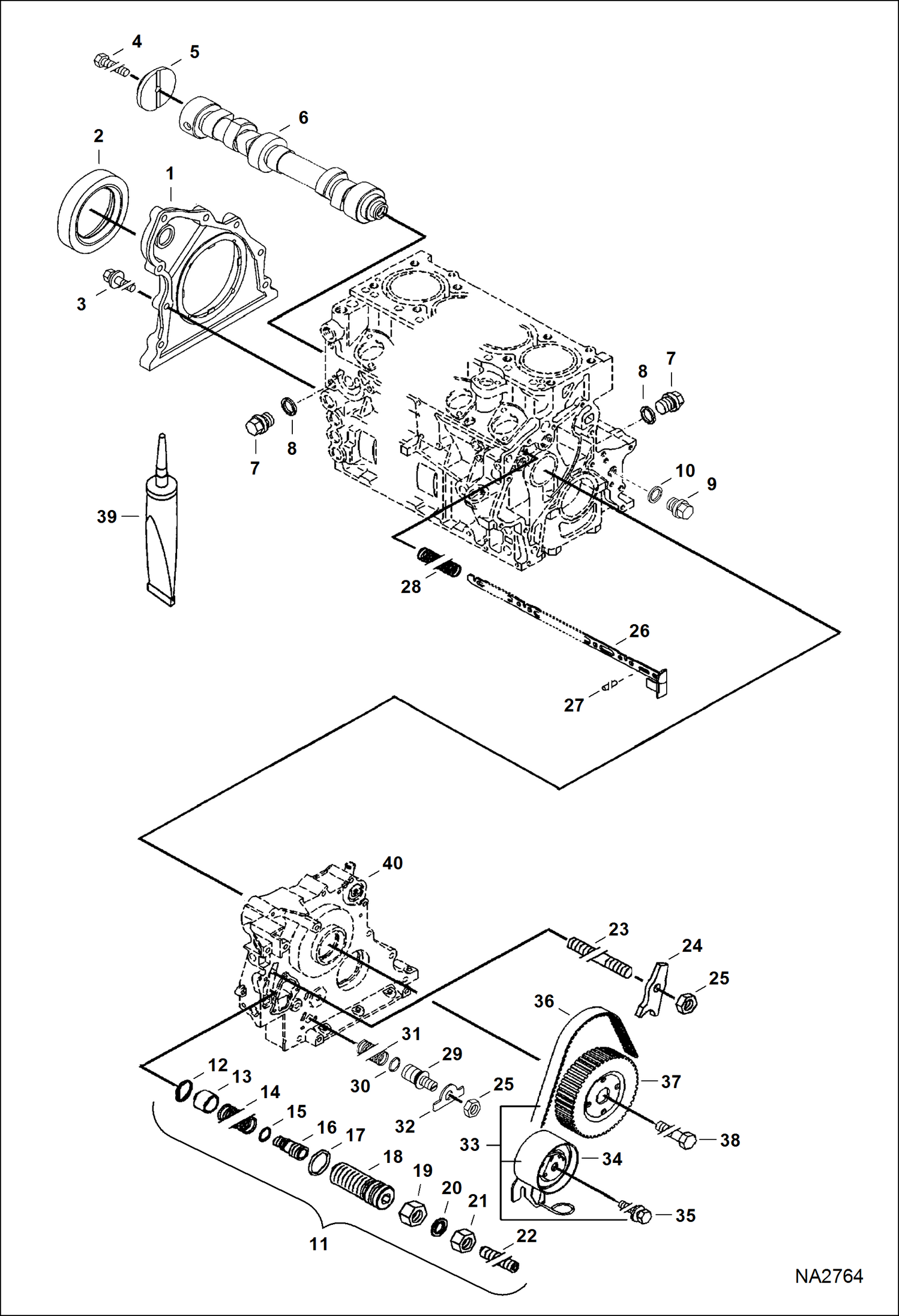 Схема запчастей Bobcat 800s - CAMSHAFT REPLACEMENT ENGINE