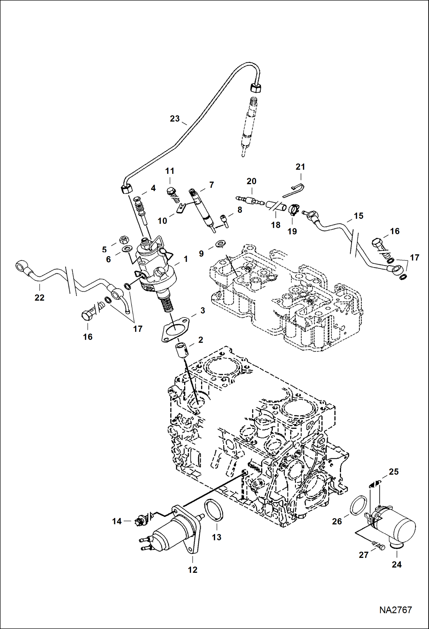 Схема запчастей Bobcat 800s - FUEL INJECTION SYSTEM REPLACEMENT ENGINE