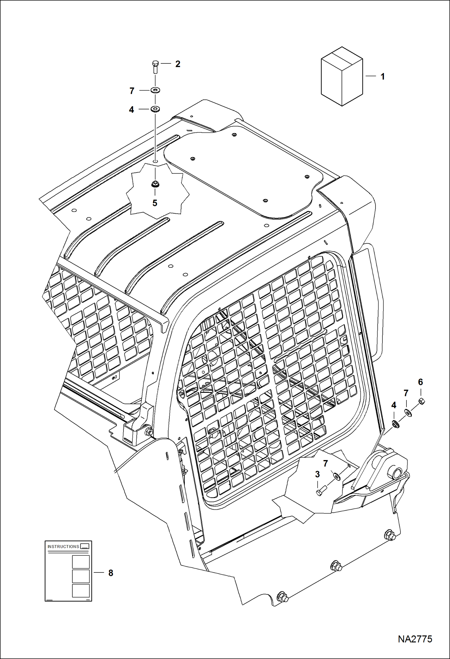 Схема запчастей Bobcat A-Series - RESEALING KIT (Sealing Open Cab Holes) ACCESSORIES & OPTIONS