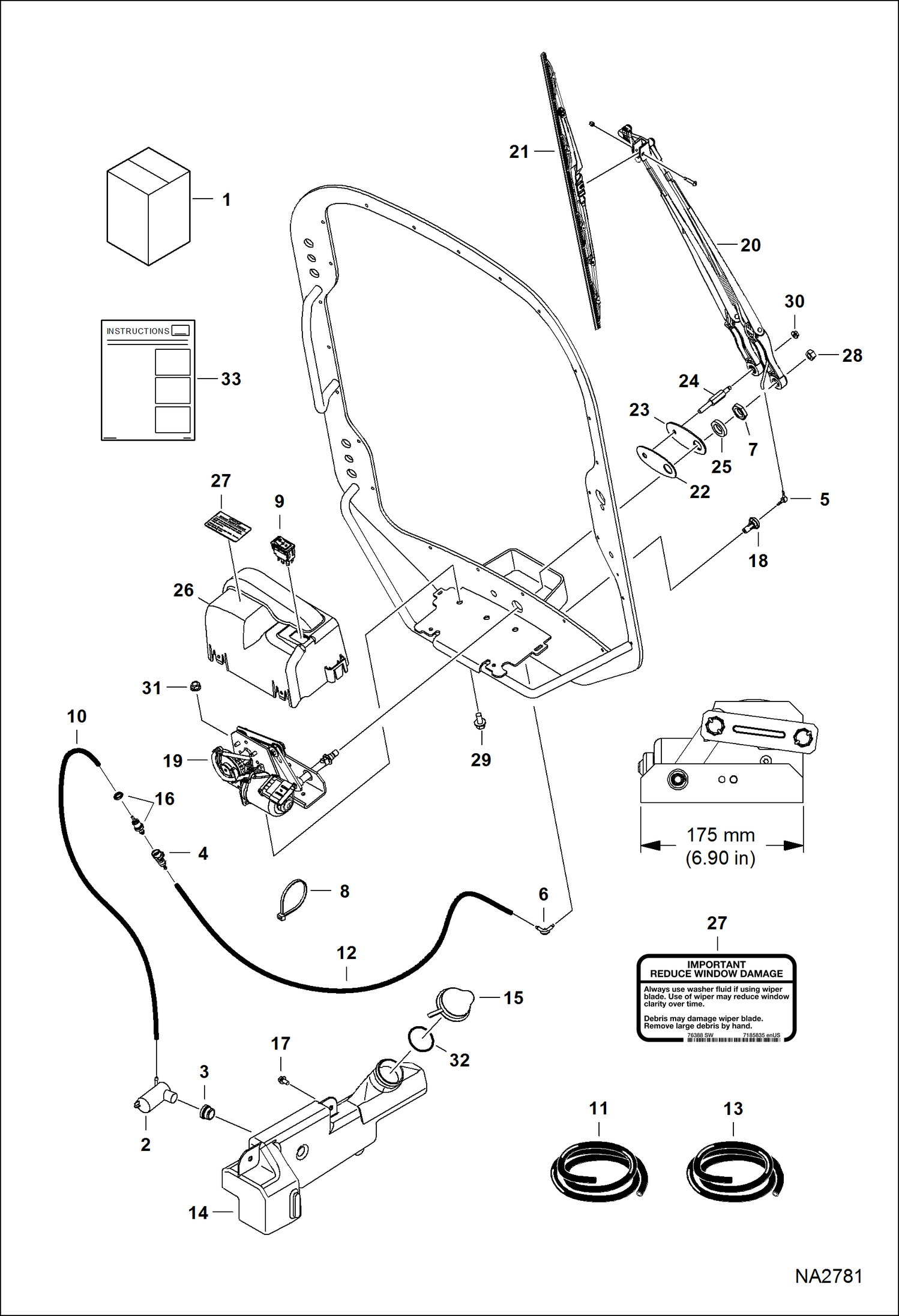 Схема запчастей Bobcat FORESTRY CUTTER - FORESTRY CUTTER (Wiper Kit) (M-Series) Loader