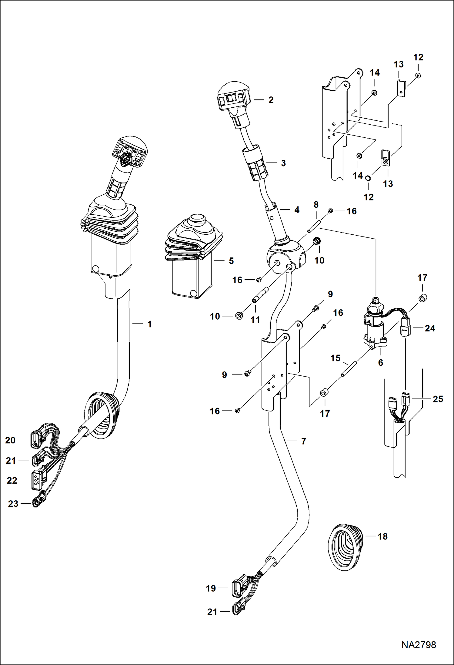 Схема запчастей Bobcat S-Series - CONTROLS ELECTRICAL (AHC) (Handle Assembly) ELECTRICAL SYSTEM