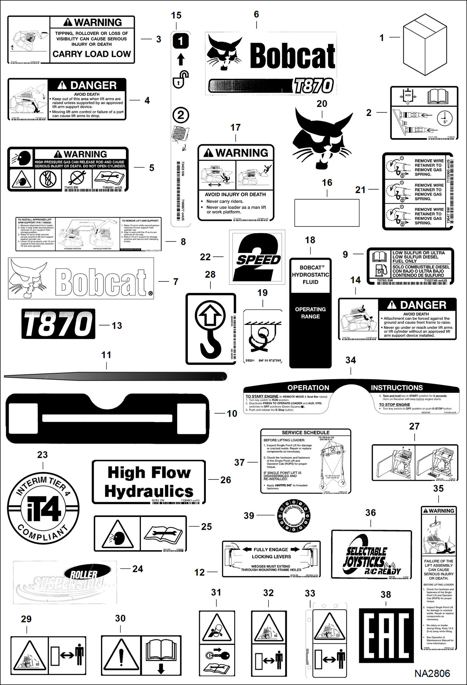 Схема запчастей Bobcat T-Series - DECALS (Outside) ACCESSORIES & OPTIONS