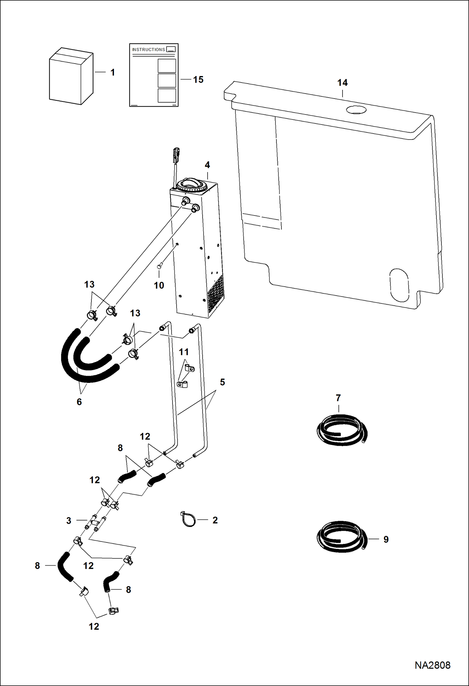 Схема запчастей Bobcat S-Series - HEATER KIT (A3W613400 & Above, A3W713236 & Above) ACCESSORIES & OPTIONS