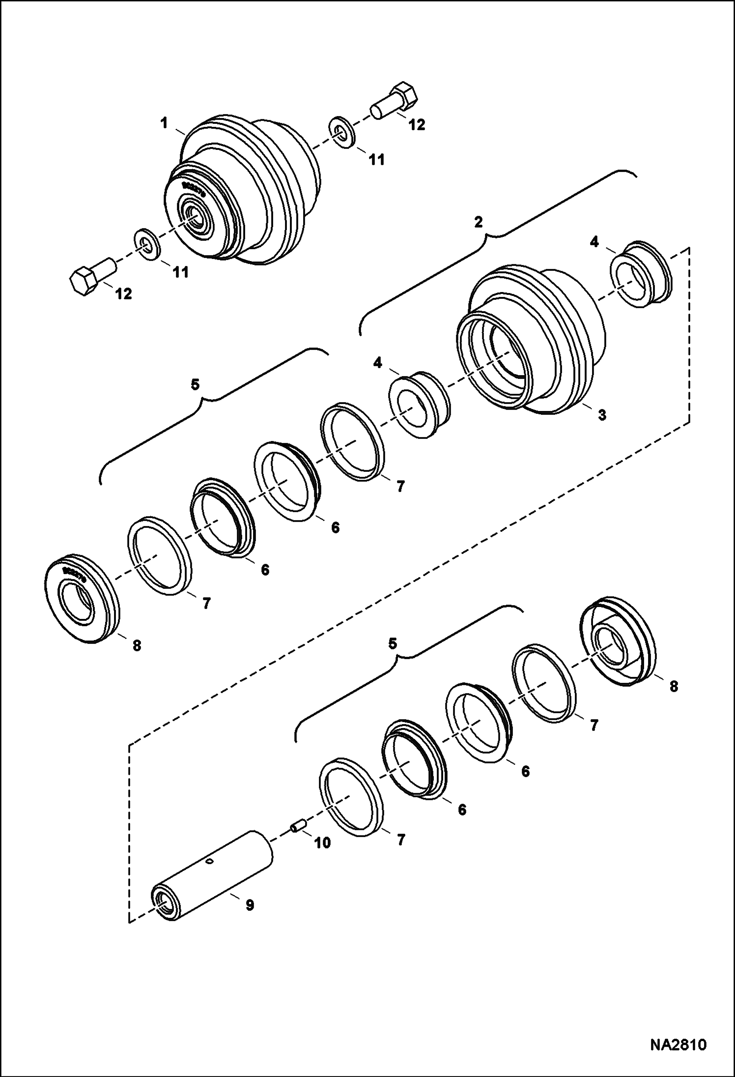 Схема запчастей Bobcat 430 - TRACK ROLLER (Top) (Bolt mounted) UNDERCARRIAGE