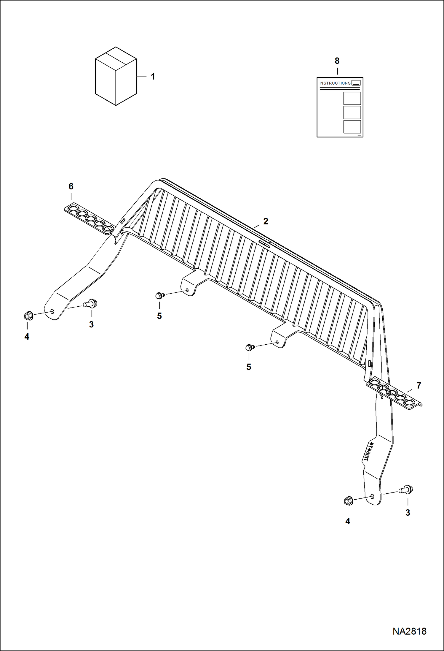 Схема запчастей Bobcat BUCKETS - SPILL GUARD KIT (For 68, 74, 80 & 84 C/I Buckets) (68, 74 & 80 L/P Buckets) (68, 74, 80 & 88 Snow Buckets) Loader