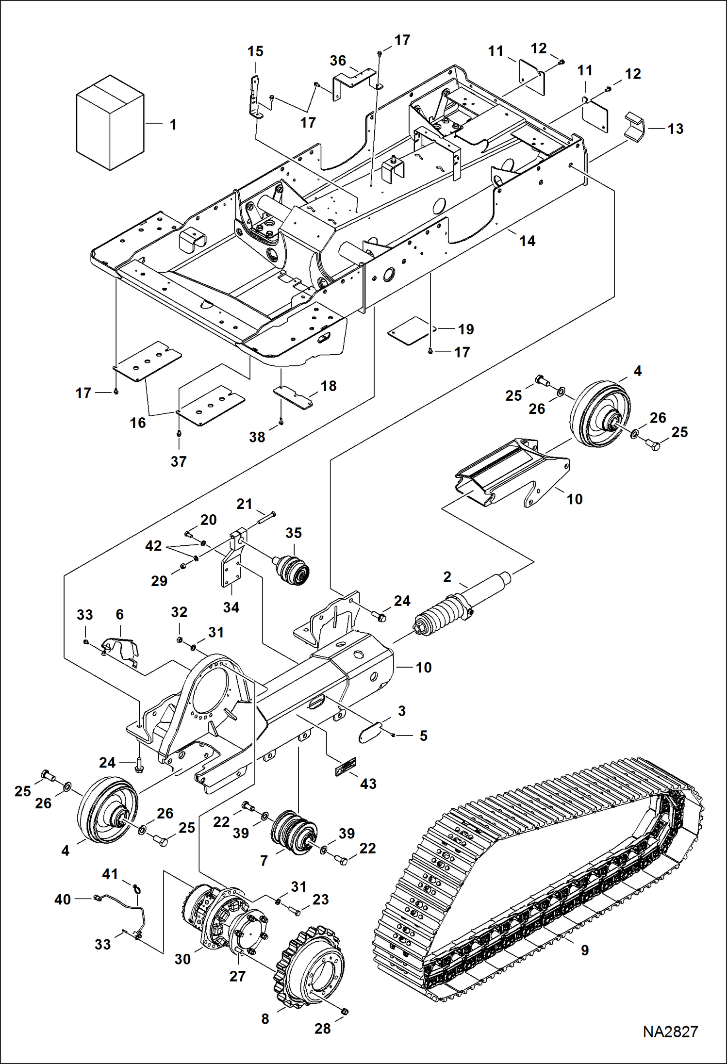 Схема запчастей Bobcat T-Series - DRIVE TRAIN (Solid Mount) (Steel Track) DRIVE TRAIN