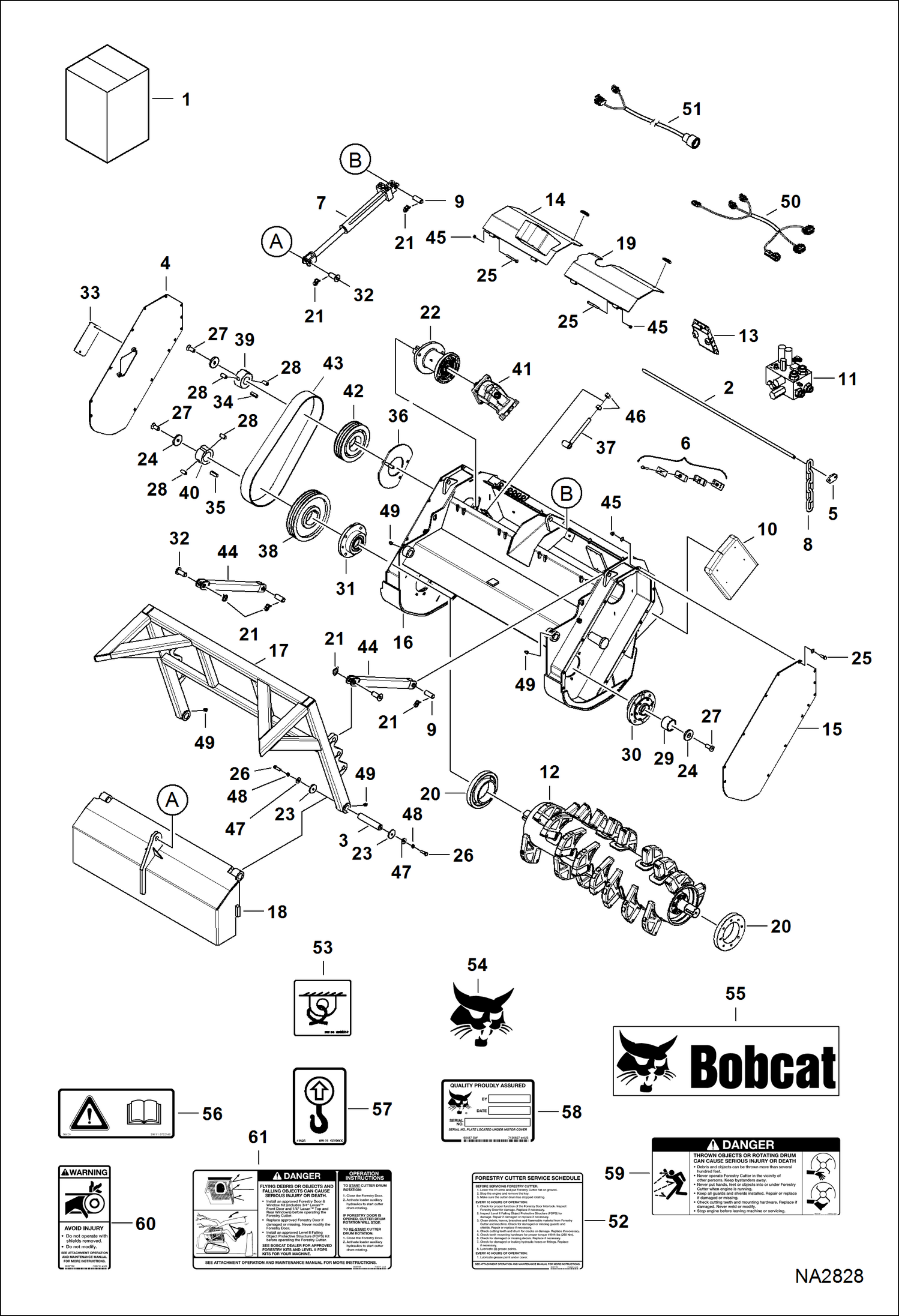 Схема запчастей Bobcat FORESTRY CUTTER - FORESTRY CUTTER (Main Frame) (FRC50 ANR6) Loader