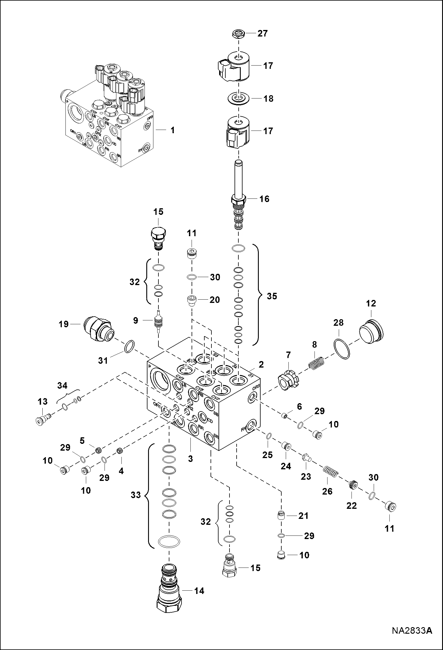 Схема запчастей Bobcat PLANERS - PLANER (Control Valve) (40 991401036 & Above) Loader