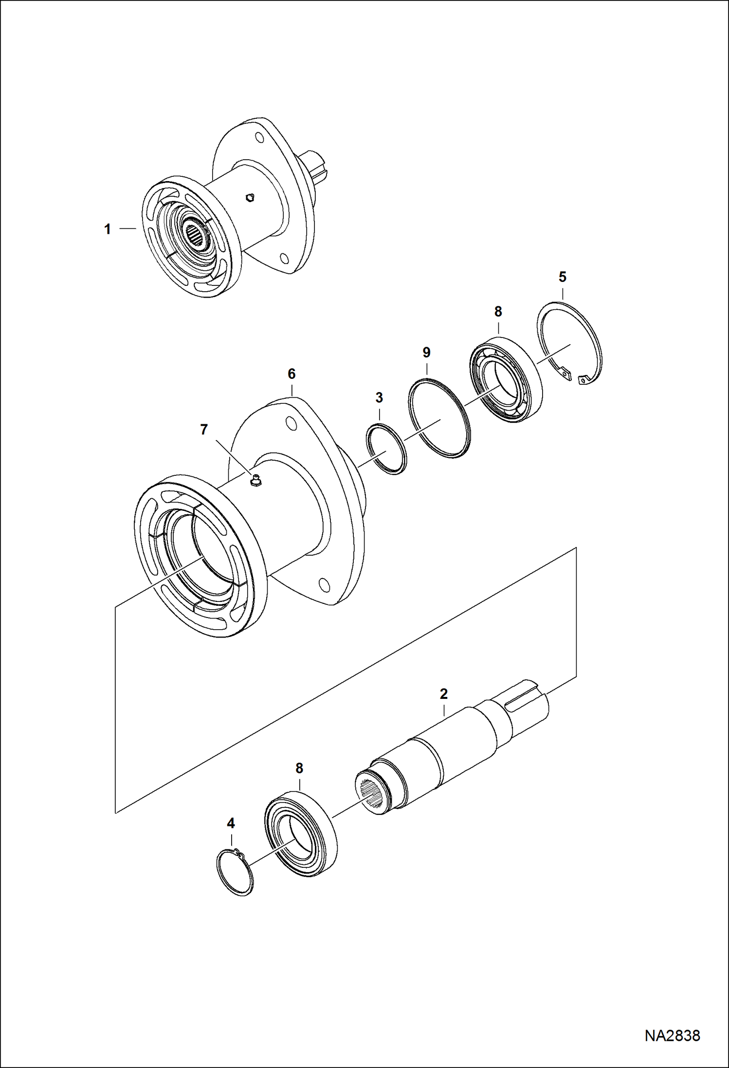 Схема запчастей Bobcat FORESTRY CUTTER - FORESTRY CUTTER (Drive Shaft & Bearings) (FRC50 ANR6) (FRC60 ANR5) Loader