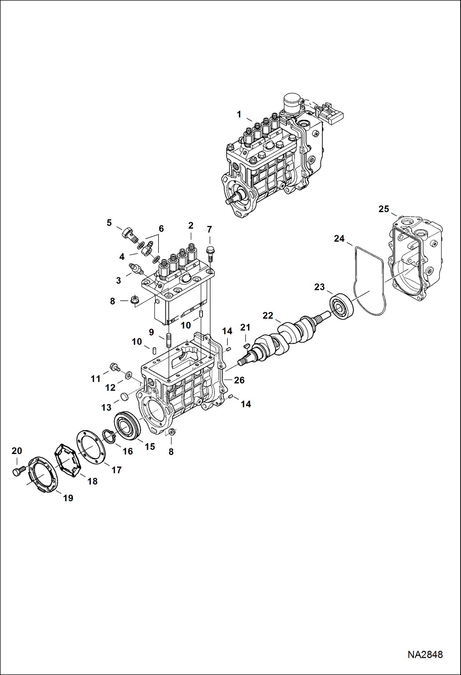 Схема запчастей Bobcat A-Series - FUEL INJECTION PUMP POWER UNIT