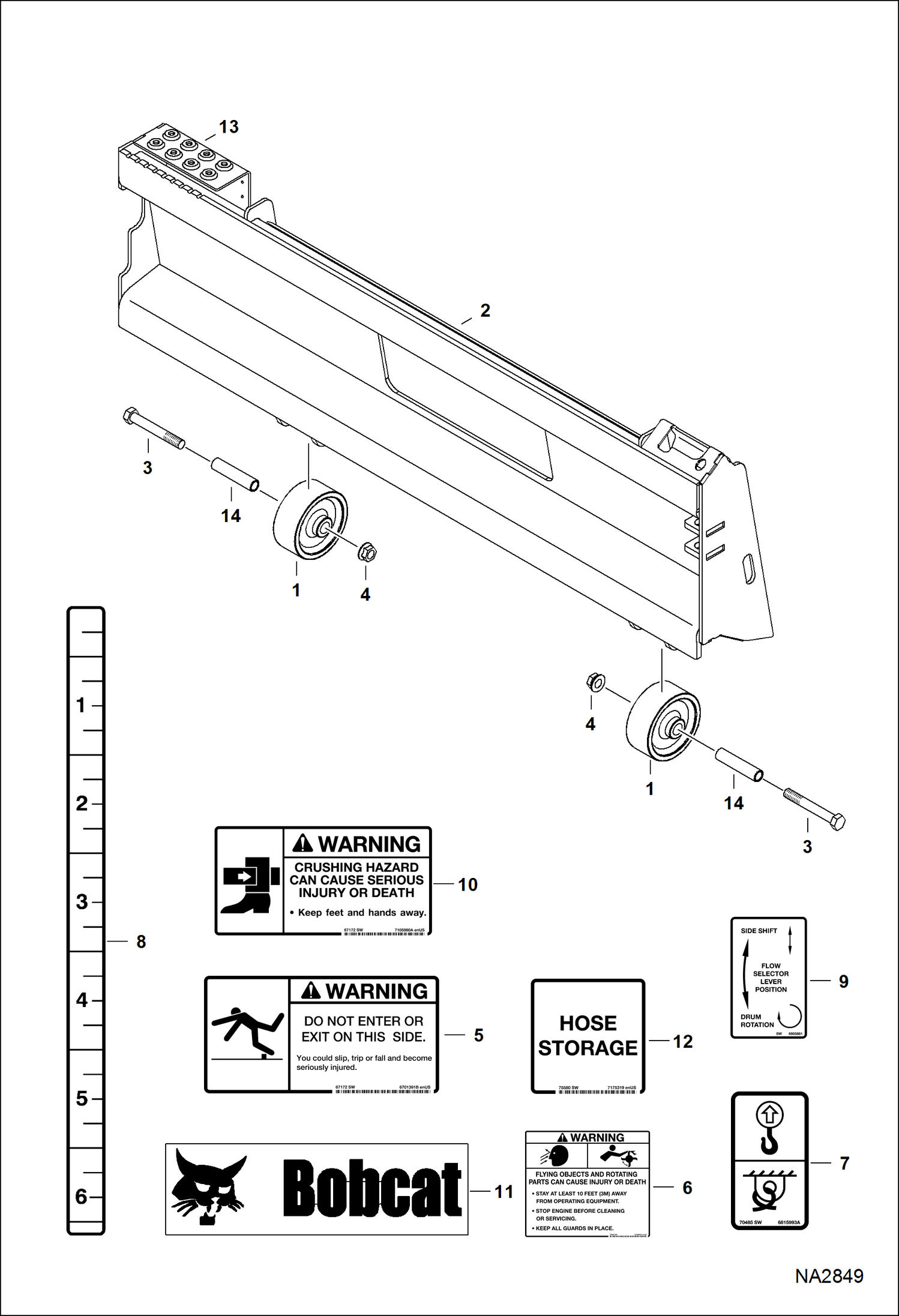 Схема запчастей Bobcat PLANERS - PLANER (Main Frame) (Standard Flow Planer) (14 AKS3) Loader