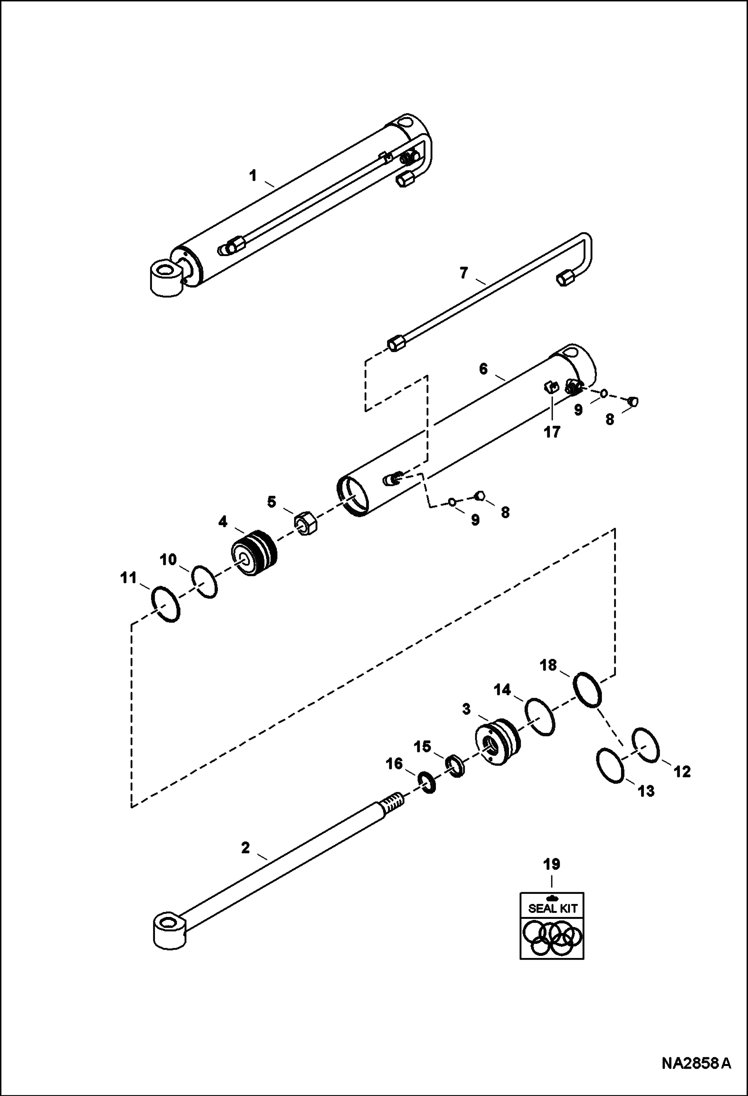 Схема запчастей Bobcat BACKHOE - BACKHOE (Boom & Dipper Cylinder With Internal Threaded Rod & Bolt) (8709) 8709 BACKHOE