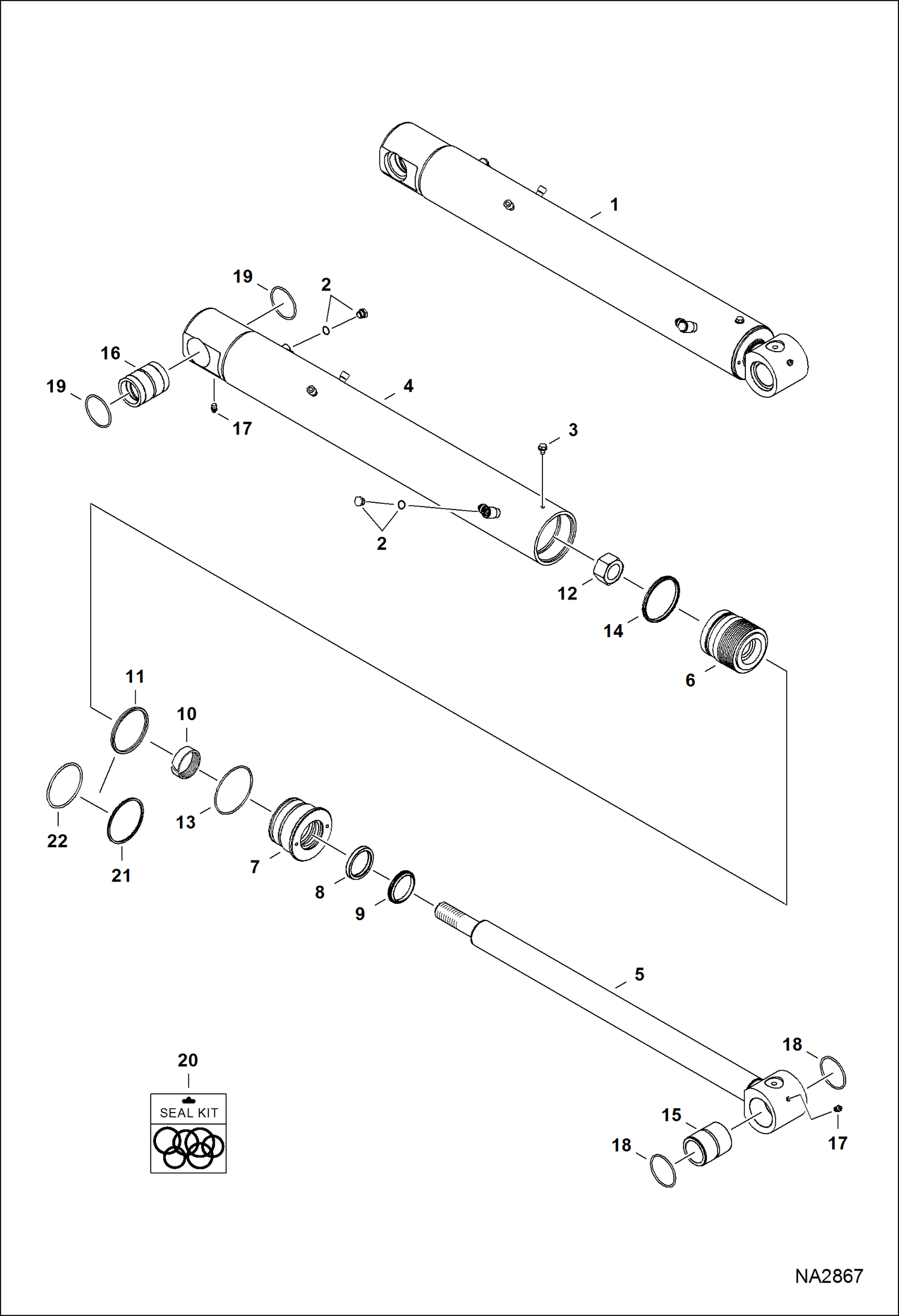 Схема запчастей Bobcat E50 - BOOM CYLINDER (W/ Head Set Screw) (S/N AG3N11129 & Above, AHHE11126 & Above) HYDRAULIC SYSTEM