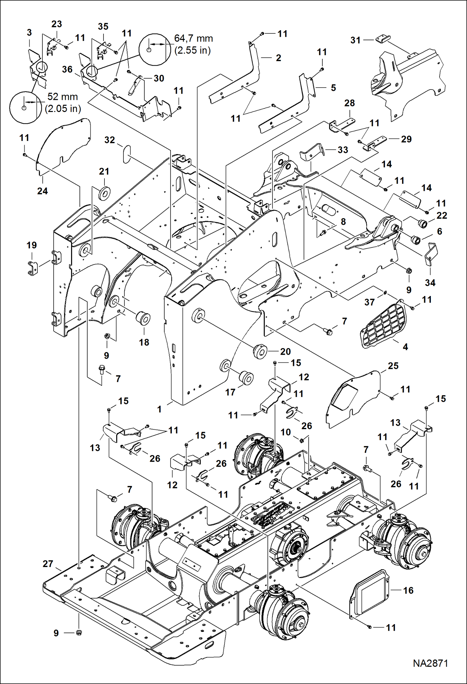 Схема запчастей Bobcat A-Series - MAIN FRAME (S/N ASRW11001 - 11100) MAIN FRAME