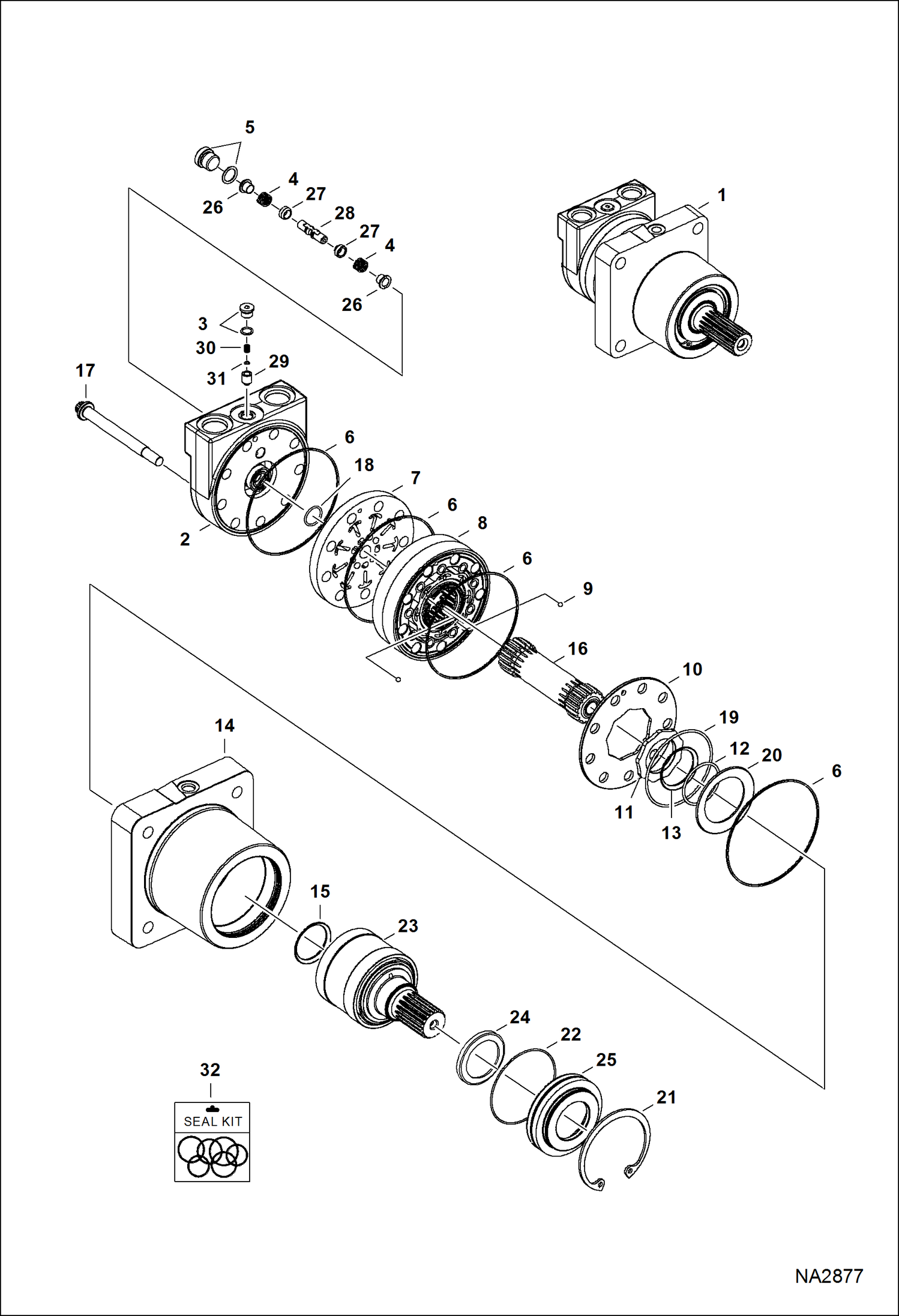 Схема запчастей Bobcat TILLER - TILLER (Hydraulic Motor) (62 055201403 - 01876) (76 055101593 - 02446) Loader