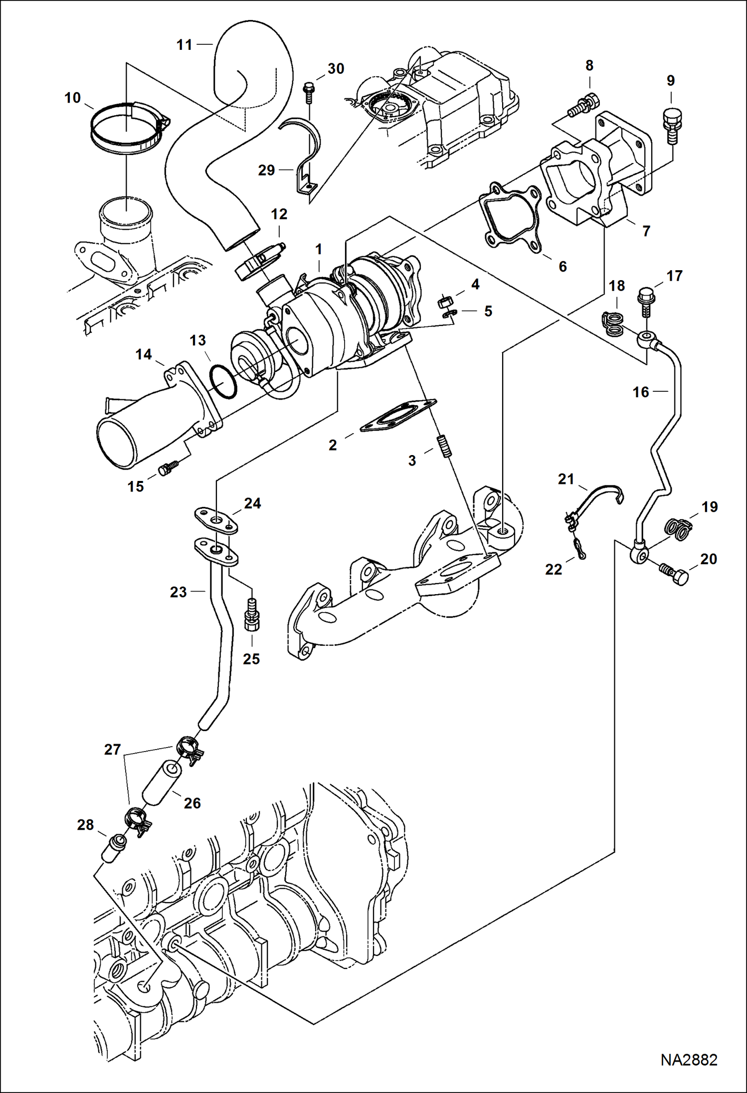 Схема запчастей Bobcat 5600 - TURBOCHARGER POWER UNIT