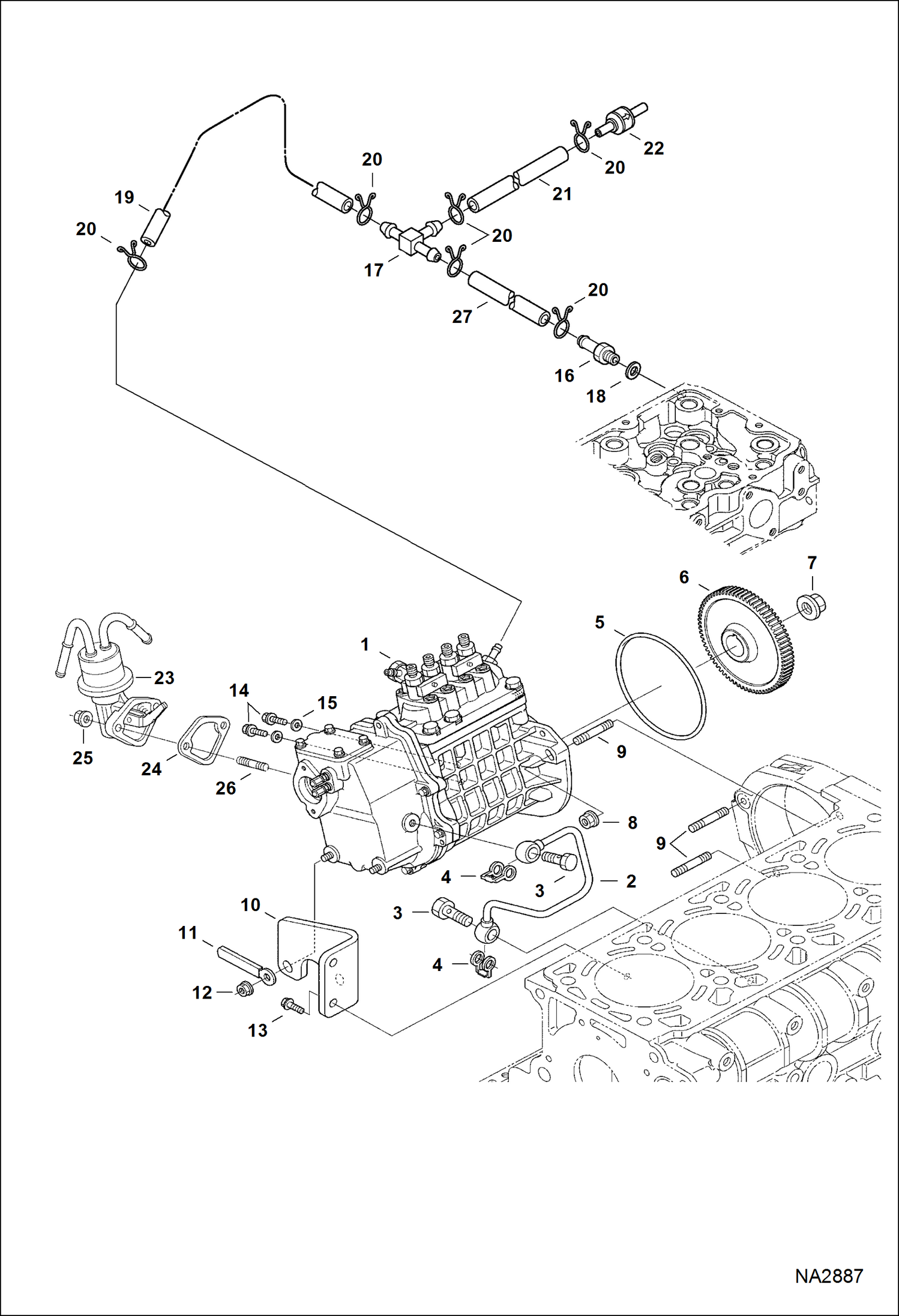 Схема запчастей Bobcat 5600 - FUEL & INJECTION PUMP POWER UNIT