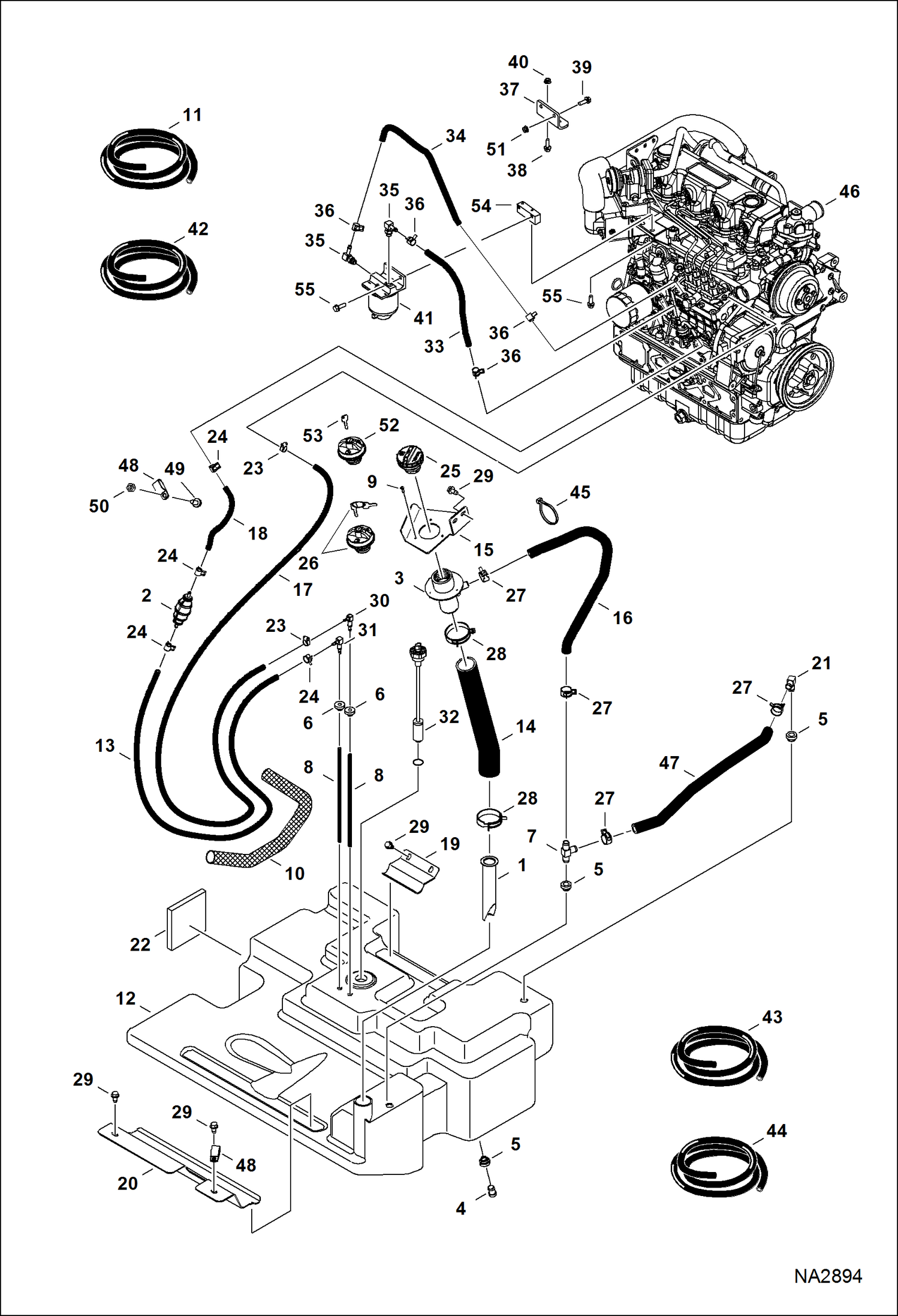 Схема запчастей Bobcat A-Series - ENGINE & ATTACHING PARTS (Fuel System) (S/N A3P611001 - , A3P711001 - ) POWER UNIT