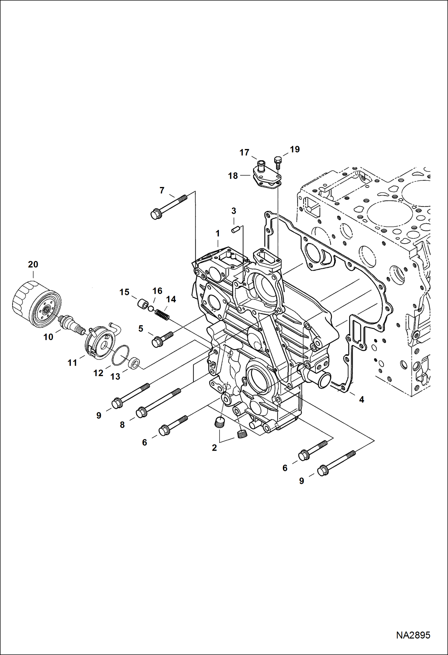 Схема запчастей Bobcat S-Series - GEARCASE (Kubota - V2003-M-DI-TE2B-BC-3F - Tier II) (S/N AHWA11001 & Above) POWER UNIT